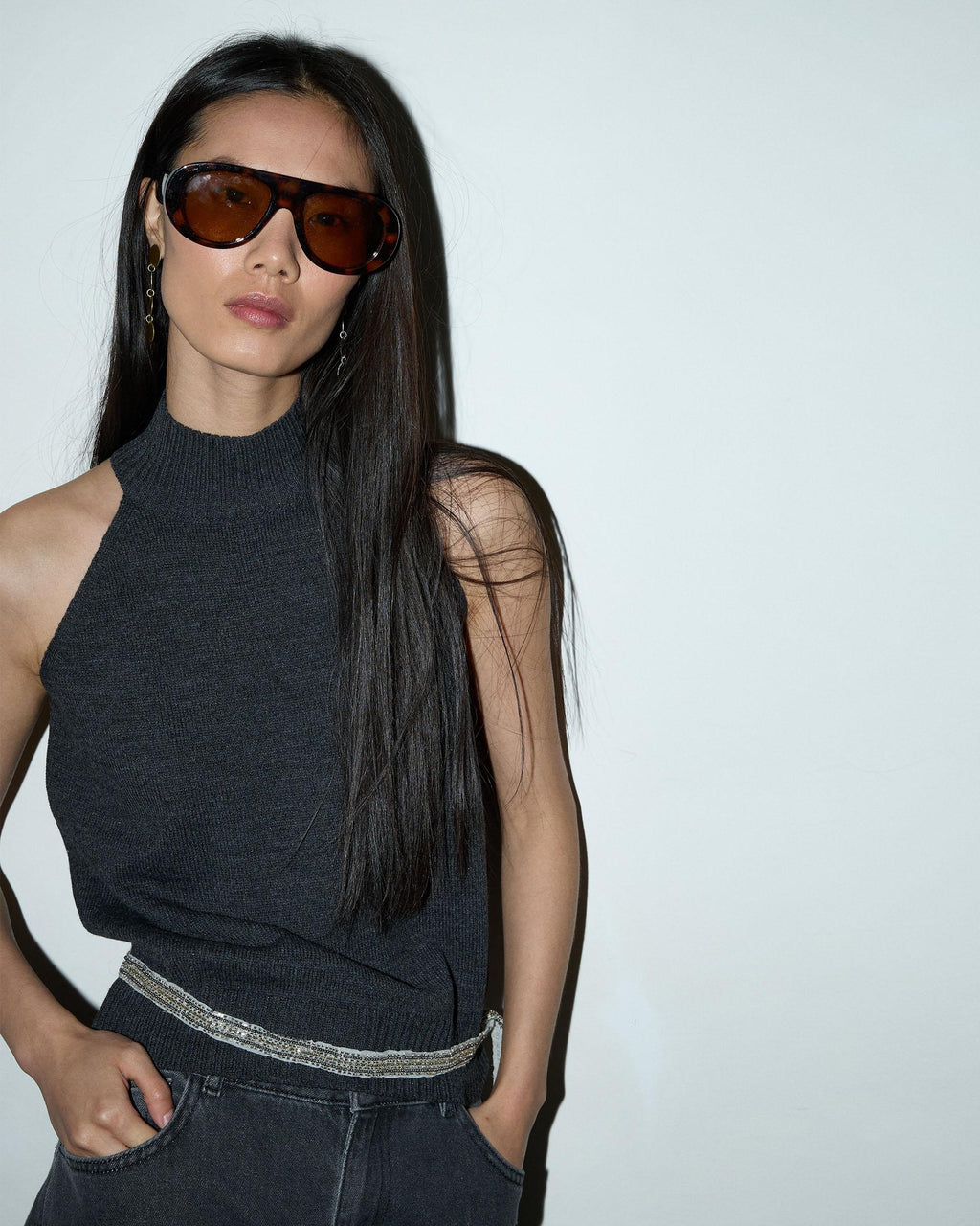 Top Halter Punto Antracita