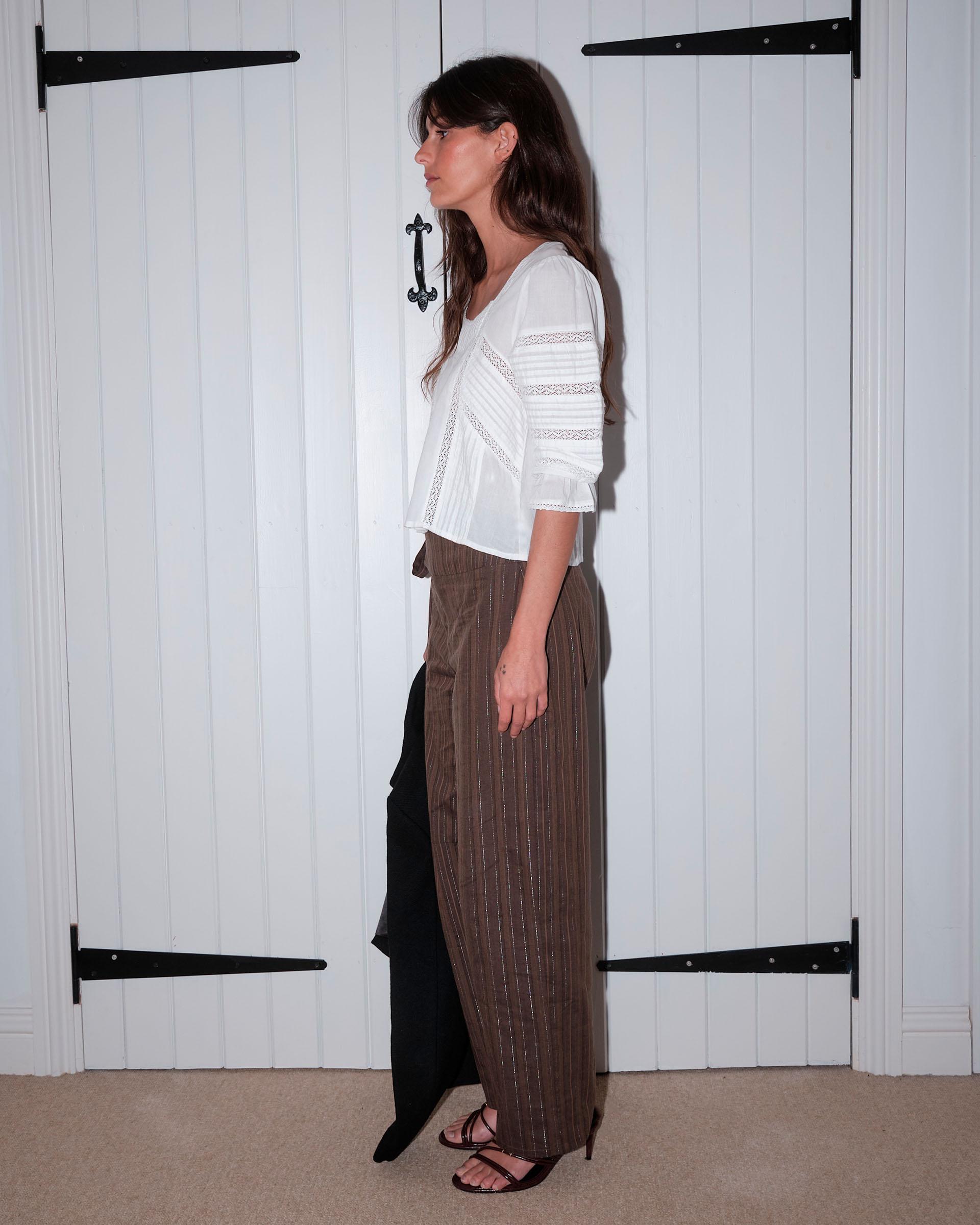 Pantalón Cinturilla Lazada Marrón