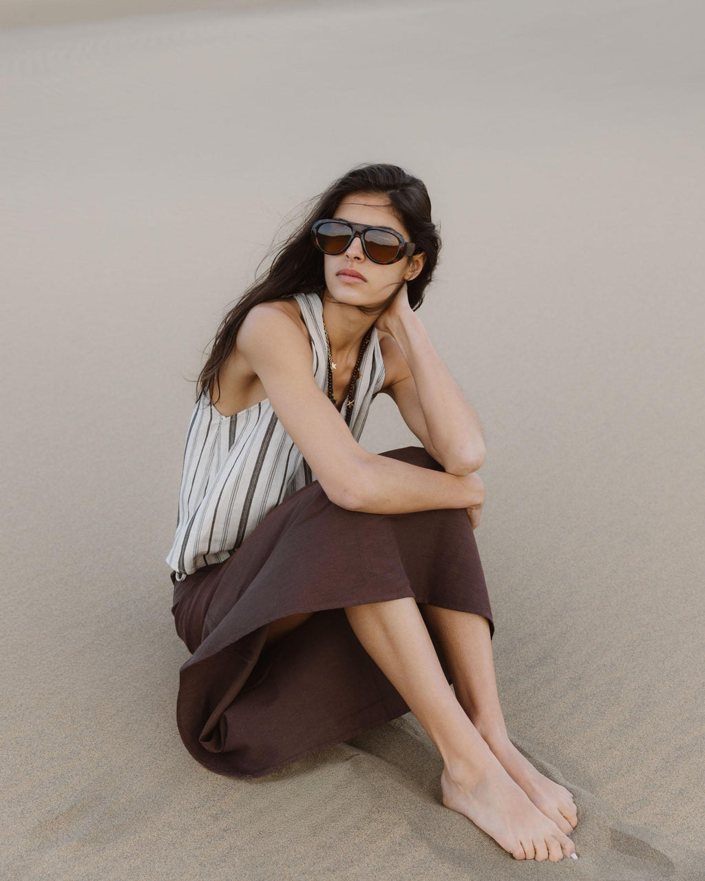 Top Cruzado Rayas Beige