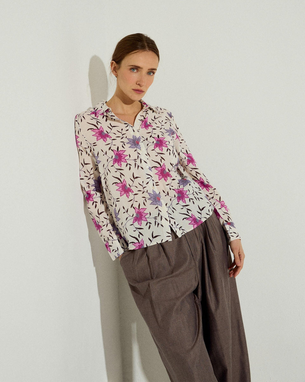 Camisa Estampado Floral Blanca