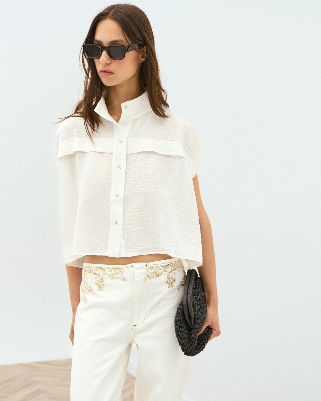 Blusa Sin Mangas Hombreras Blanca
