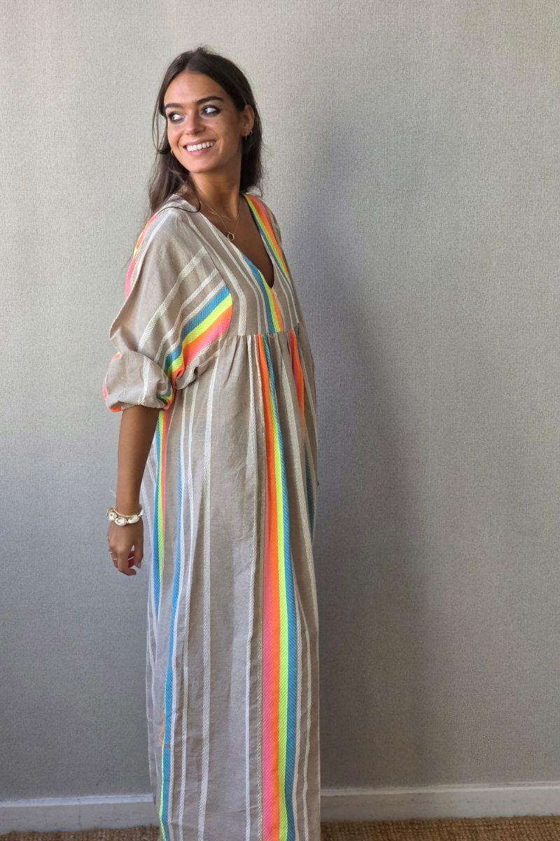 Vestido Flúor con Brillos Camel