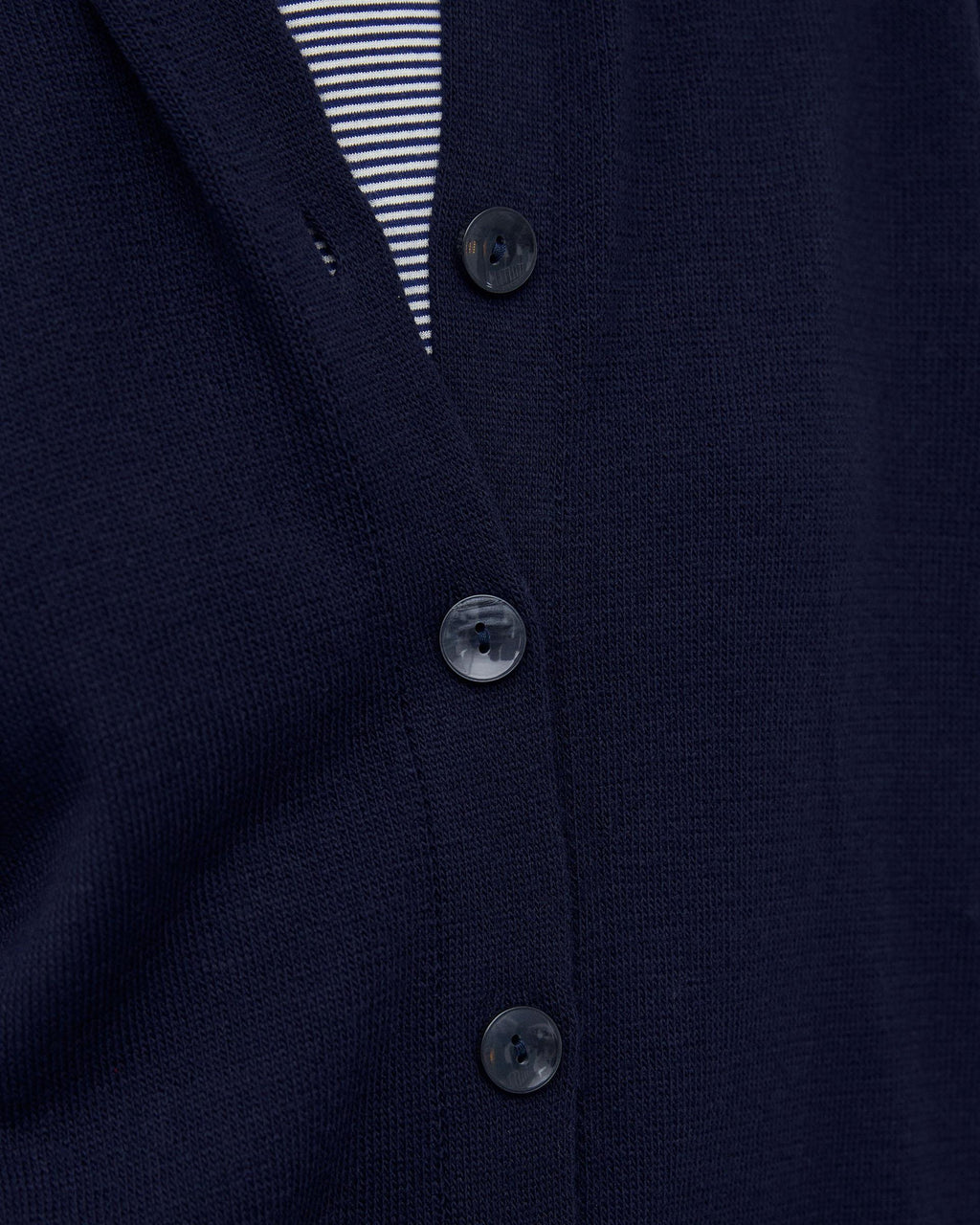 Chaqueta Punto Cuello Subido Pico Azul Marino