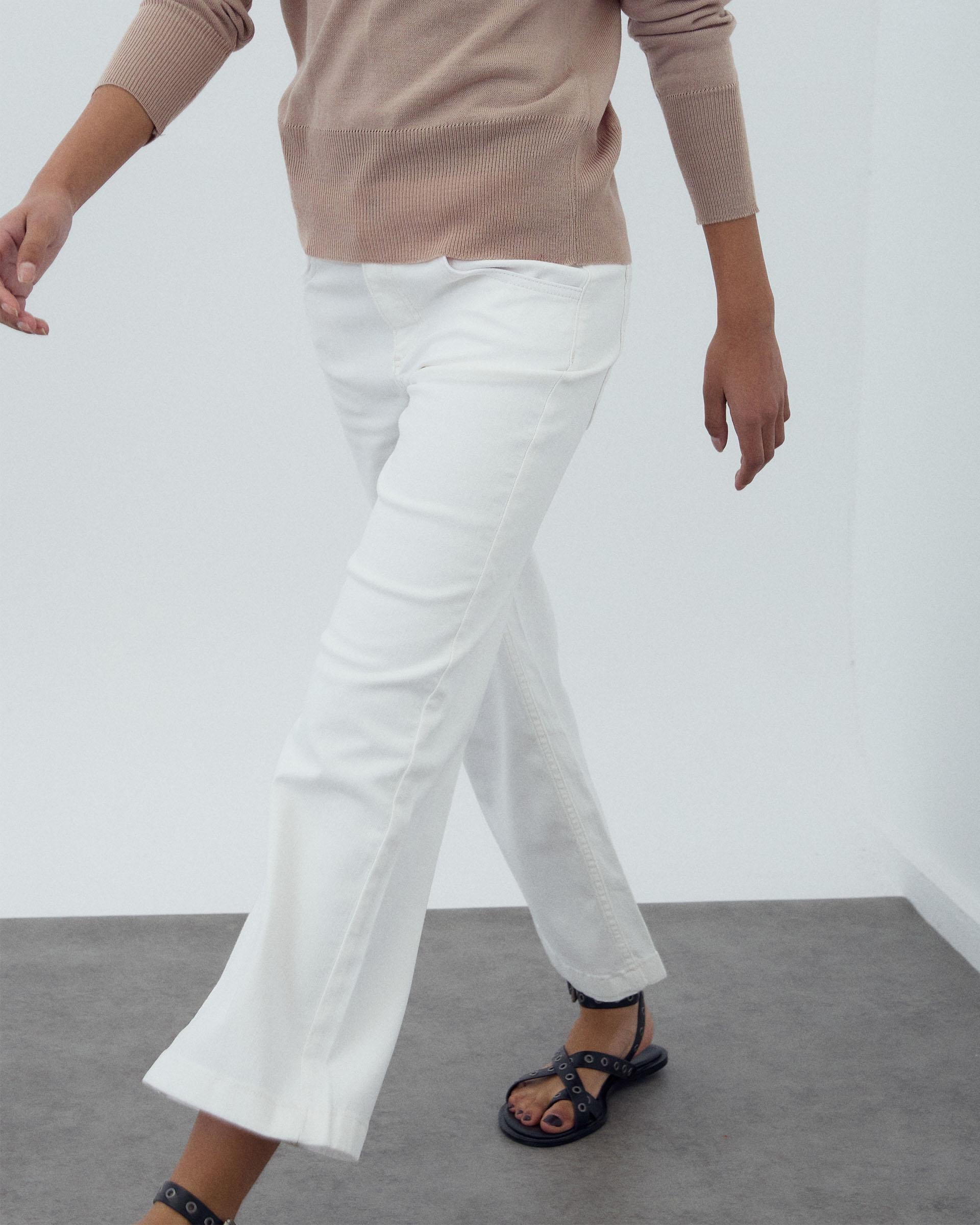 Jeans Bordado Floral Blanco
