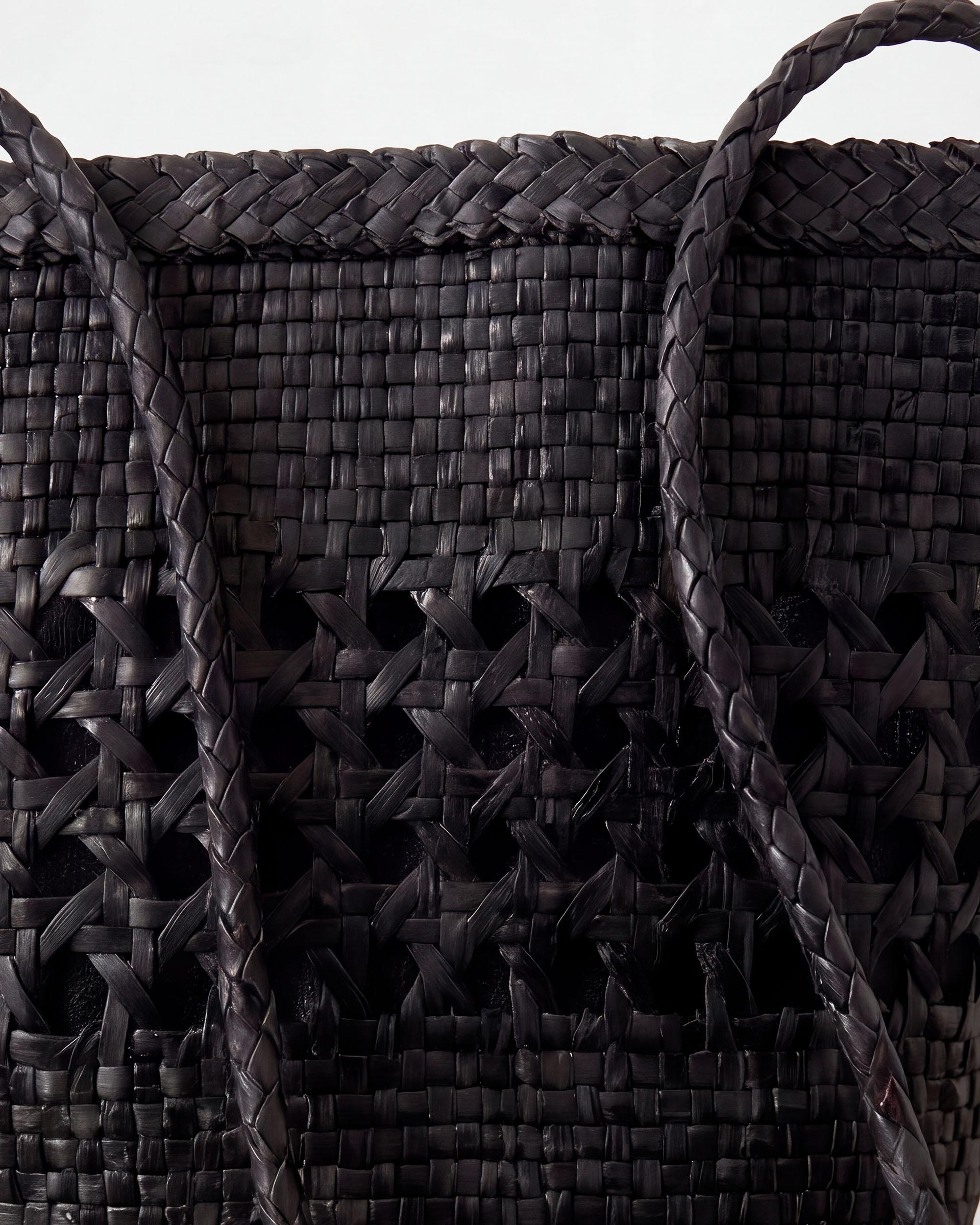 Bolso Bucket Piel Trenzada Negro