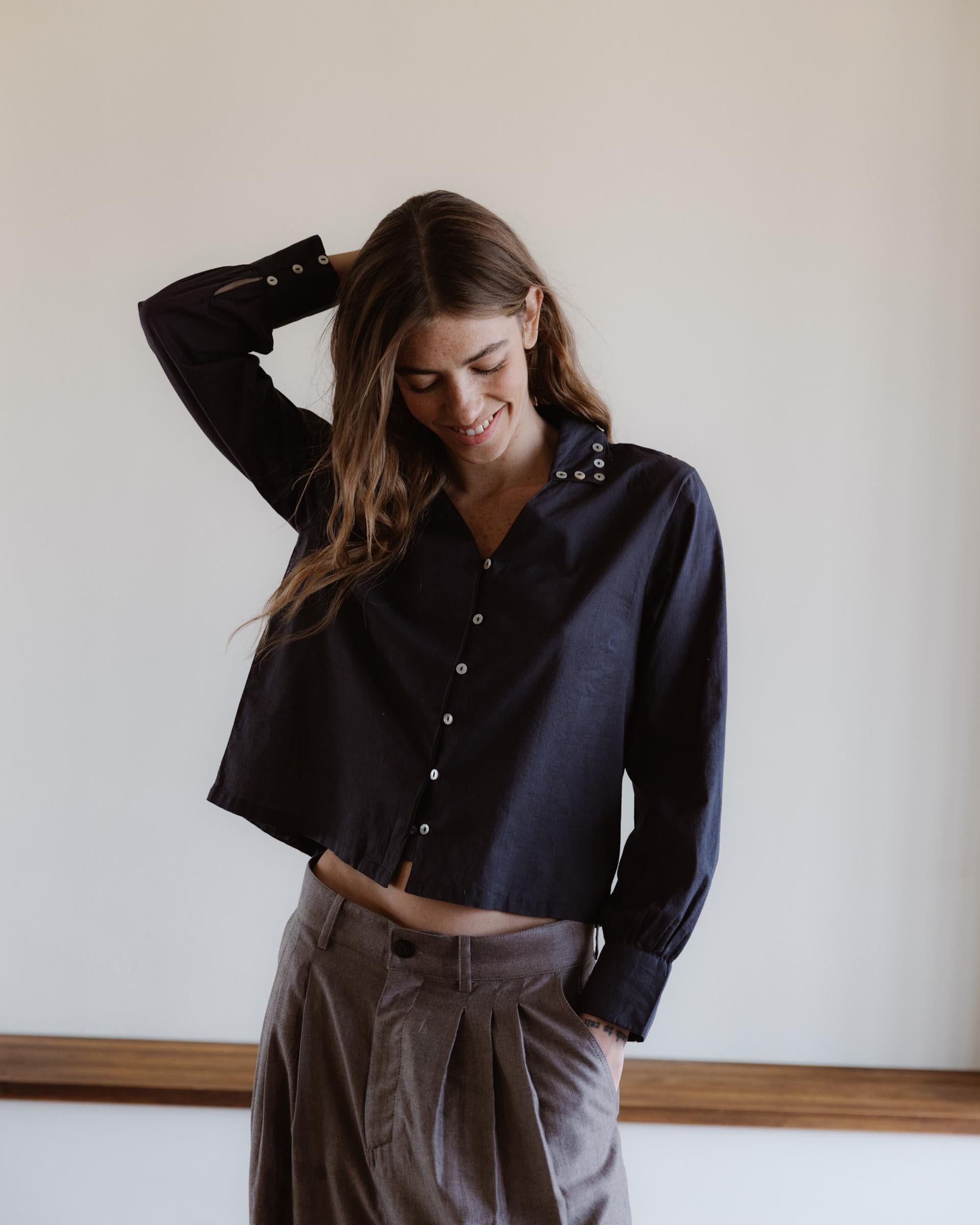 Camisa Botones Nacar Antracita