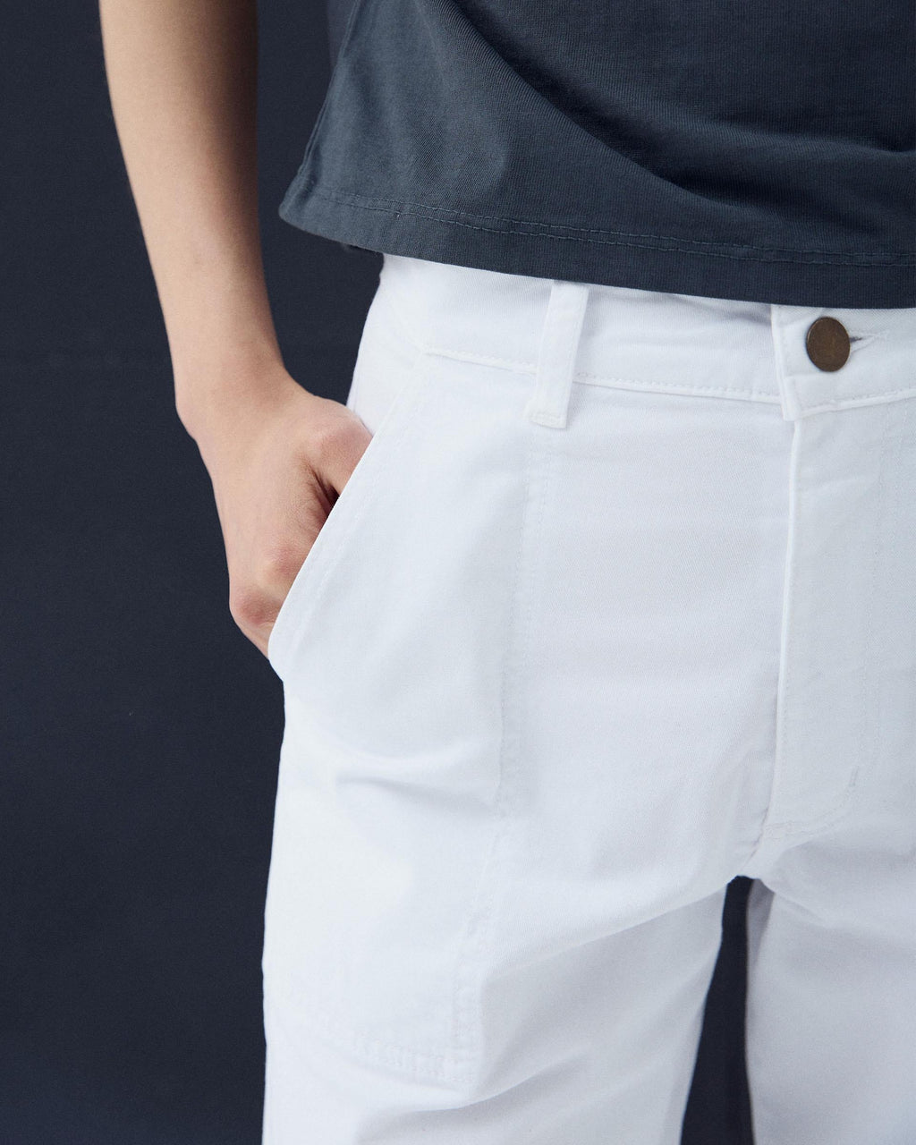 Jeans Dobladillo Abertura Blanco