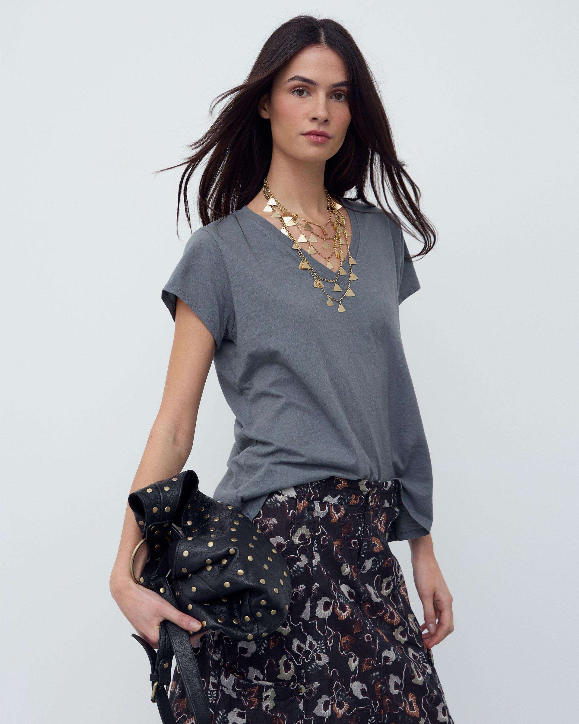 Camiseta Básica Manga Corta Gris