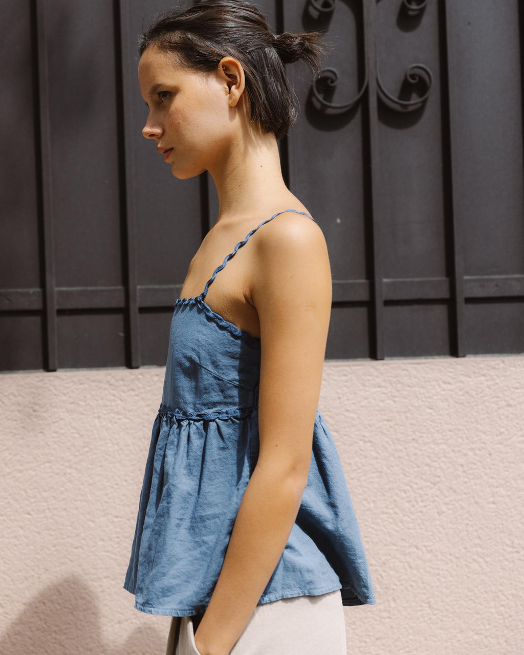 Top Tirantes Detalle Ondas Azul Oscuro