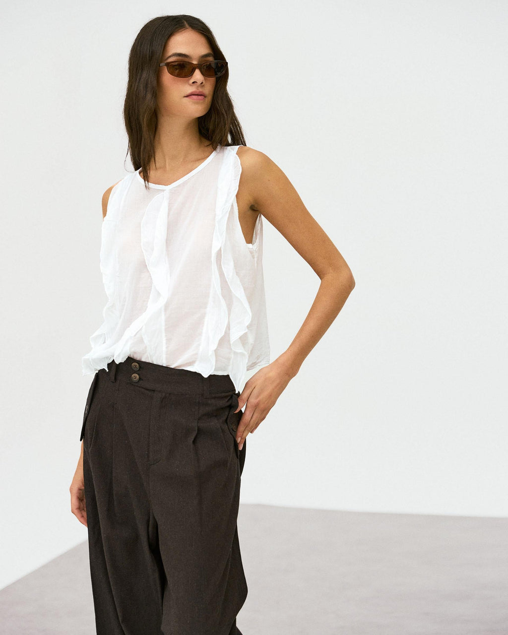 Blusa Volantes Delanteros Blanca