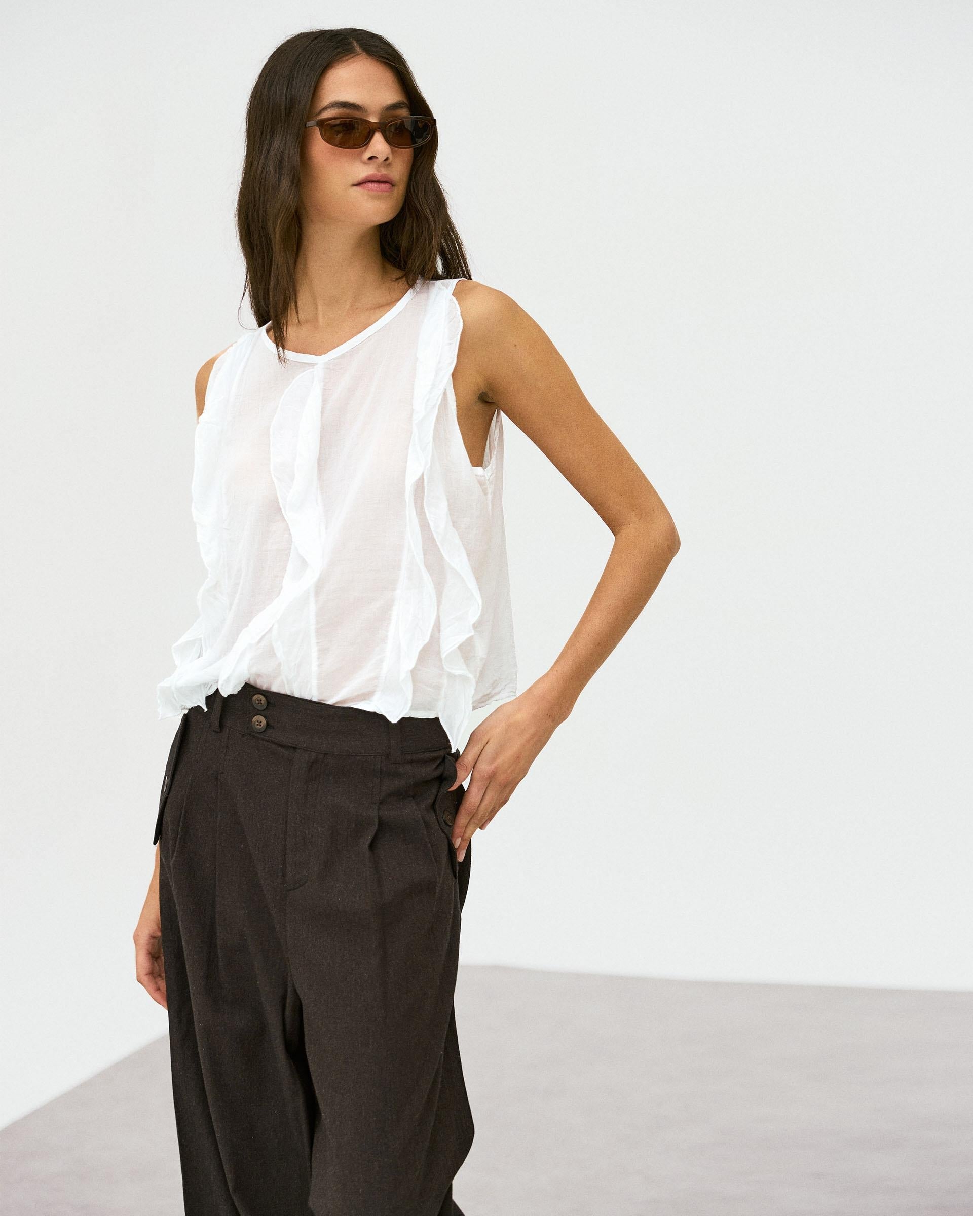 Blusa Volantes Delanteros Blanca