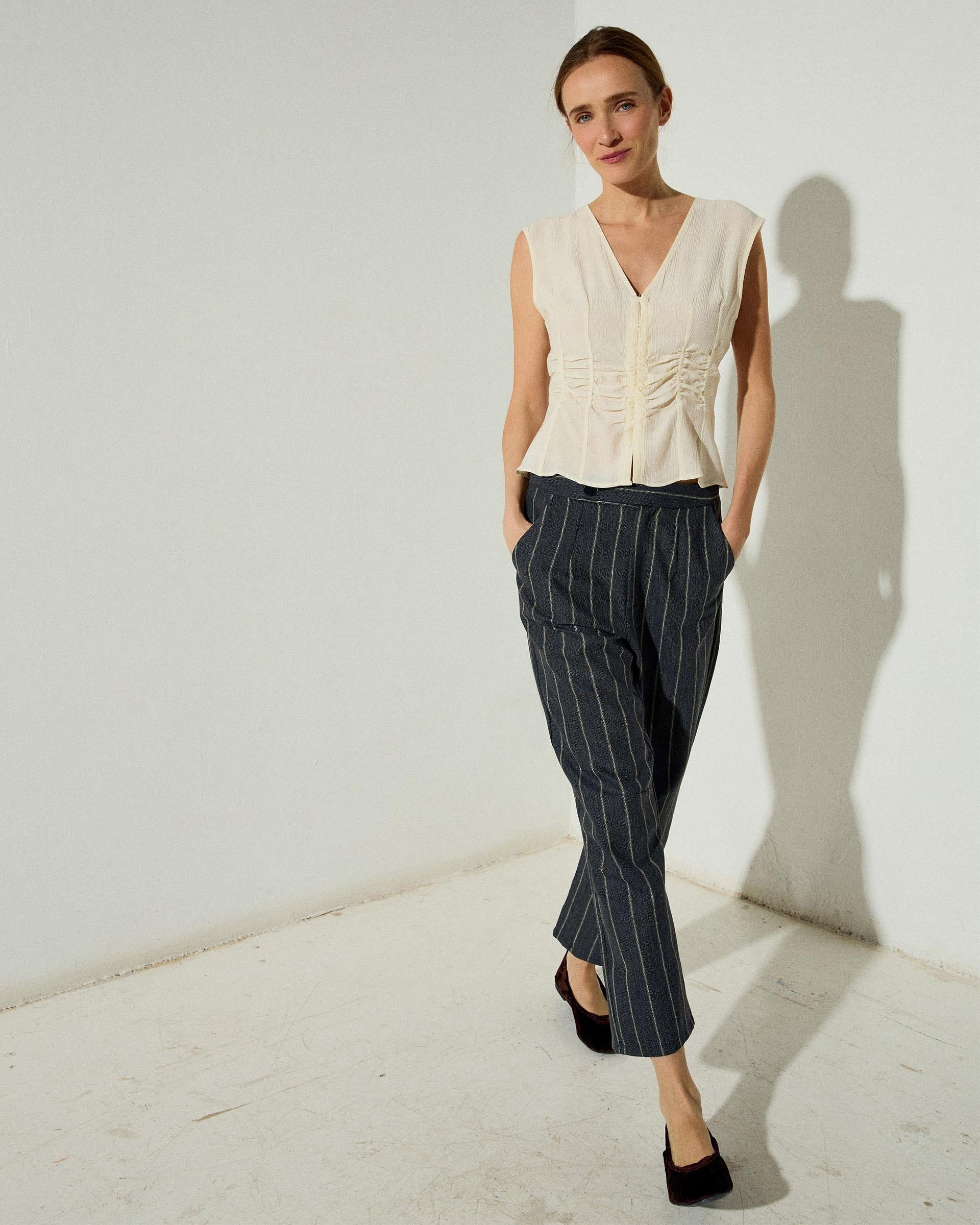 Pantalón Espiga Rayas Antracita