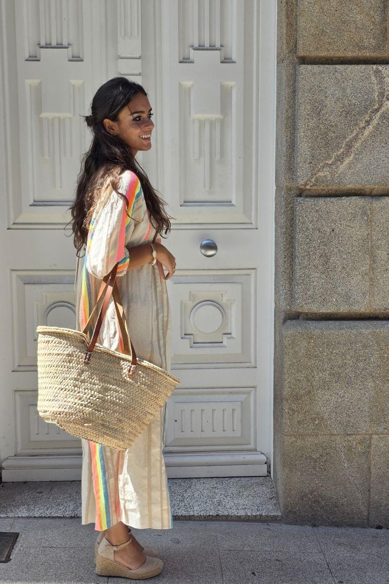 Vestido Flúor con Brillos Beige