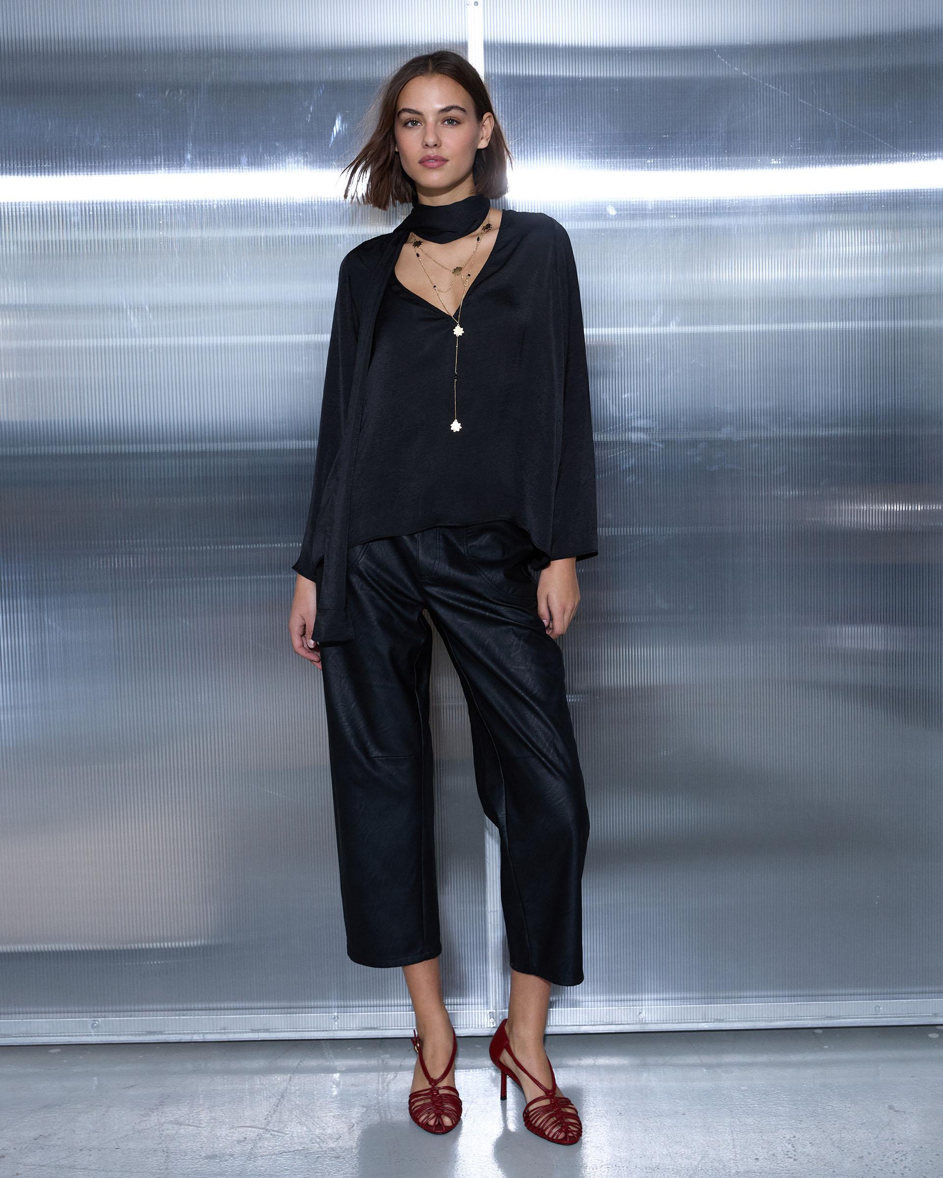 Pantalón Efecto Piel Negro
