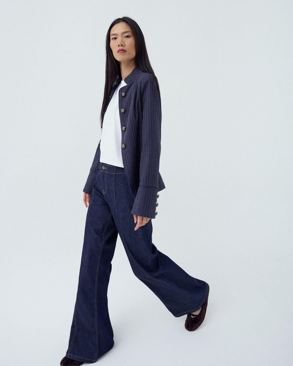 Jeans Costura Pespuntes Azul Oscuro