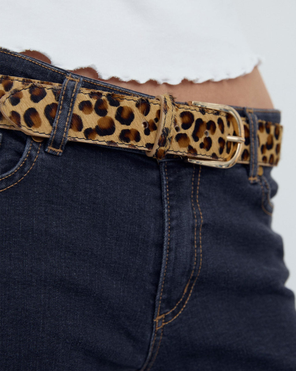 Cinturón Piel Leopardo Beige