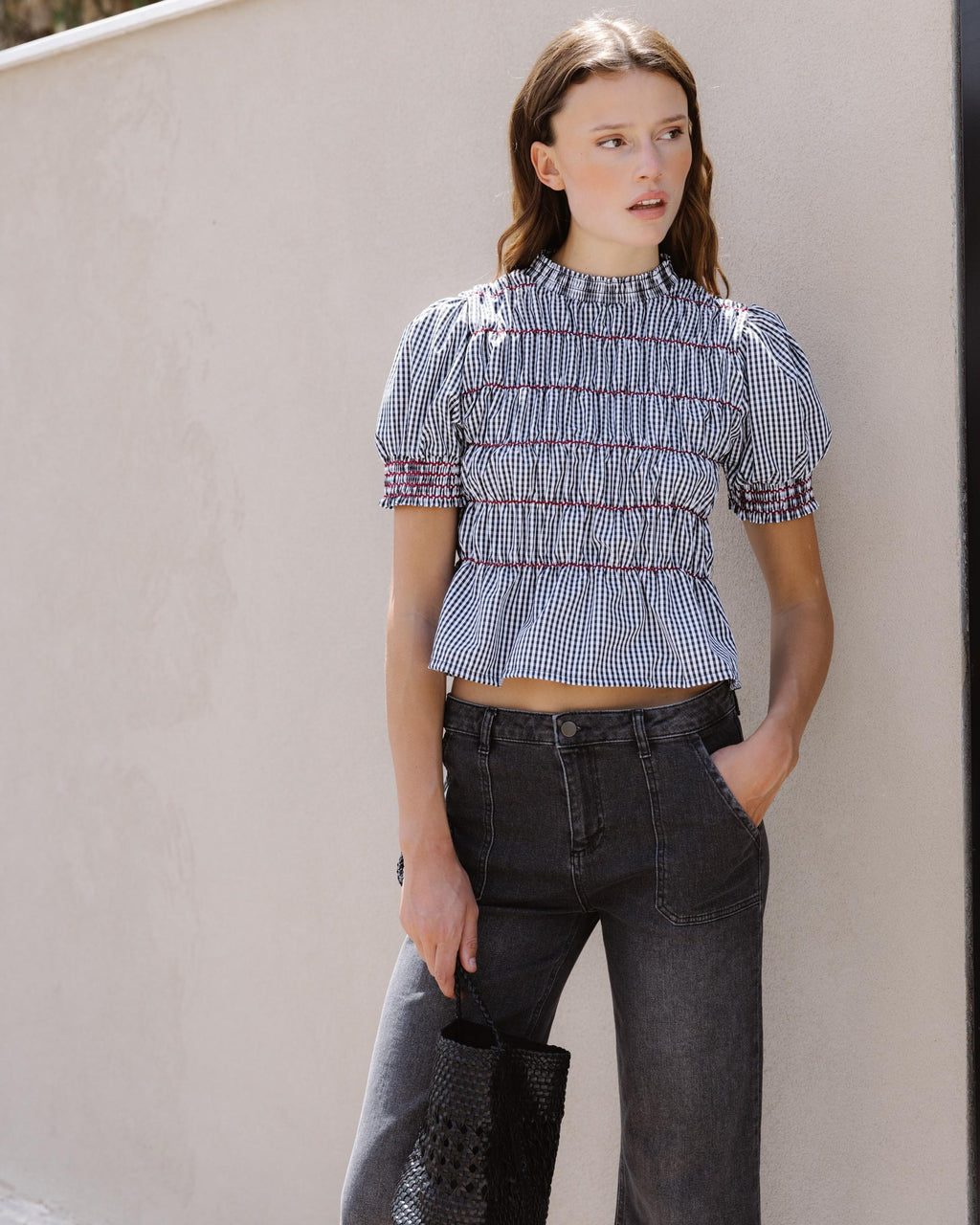 Blusa Gomas Cuadros Vichy Negro