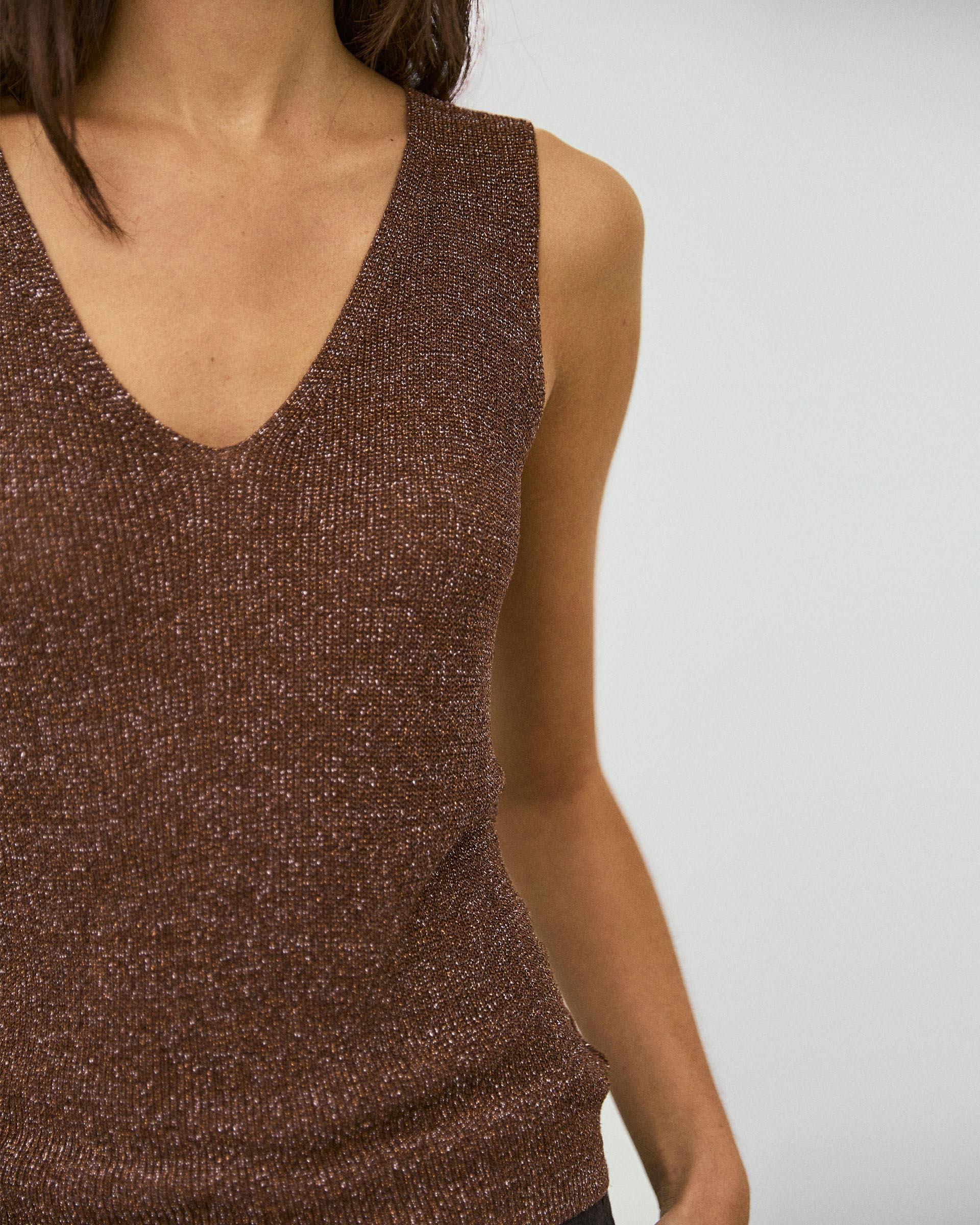 Top Tirantes Lurex Marrón
