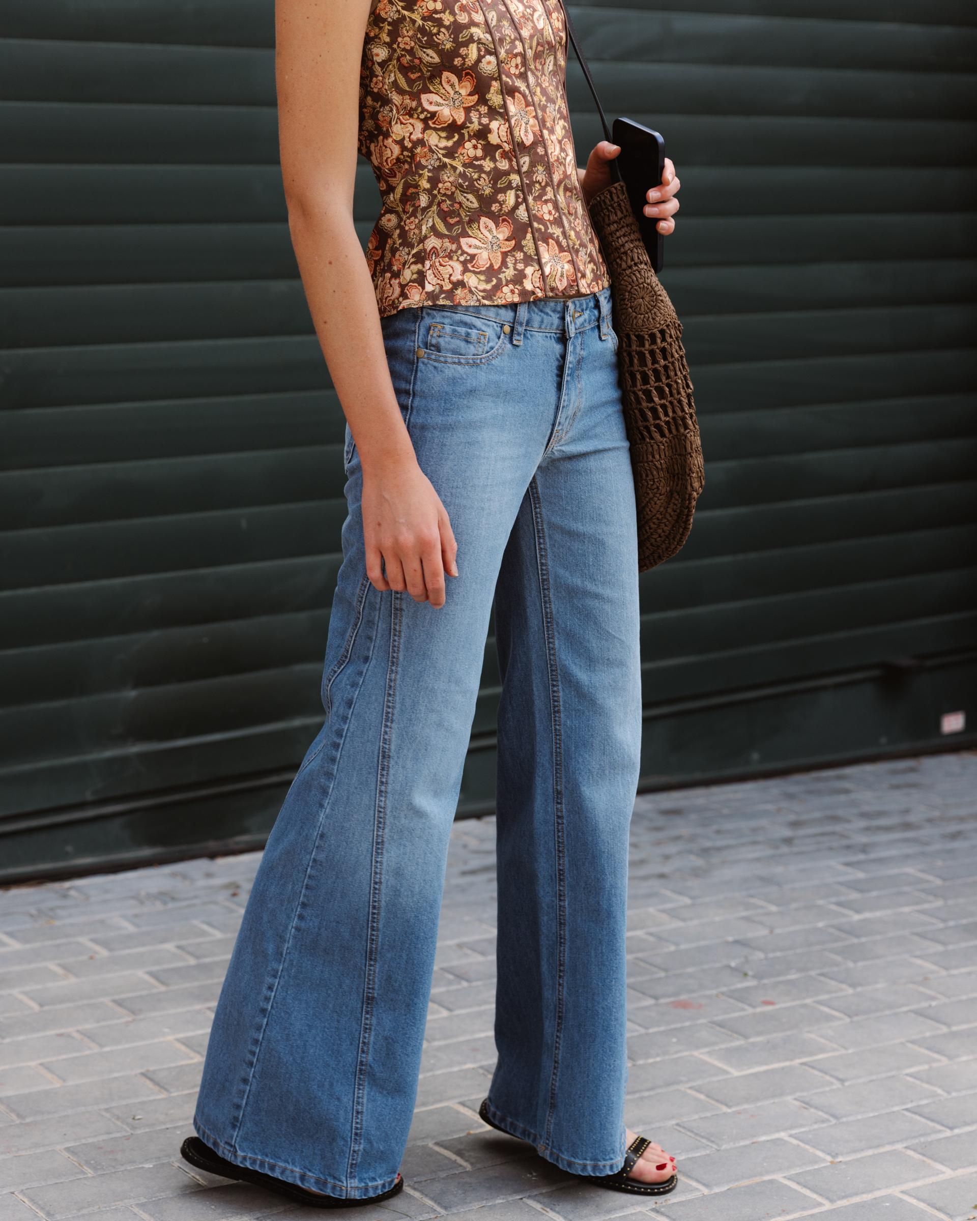 Jeans Cuñas Lateral Azul