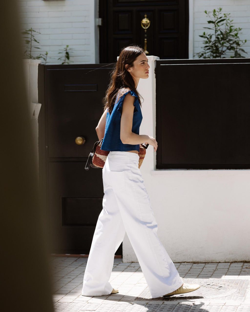 Jeans Cinturilla Pieza Botones Blanco