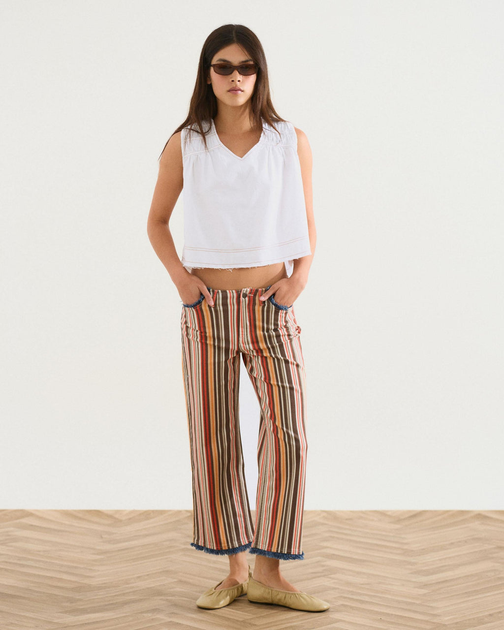Jeans Desflecados Rayas Multicolor