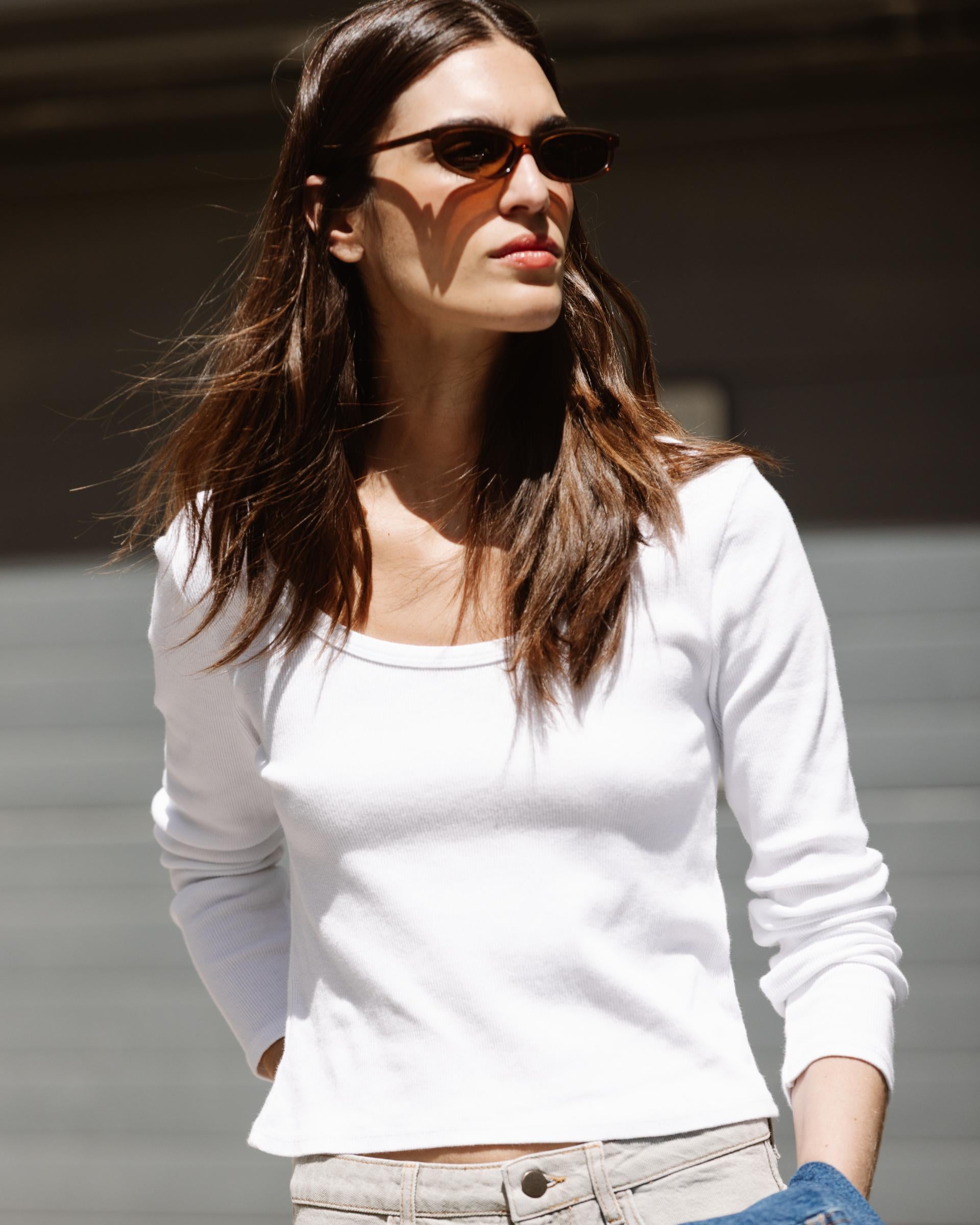 Camiseta Rib Escote Redondo Blanco