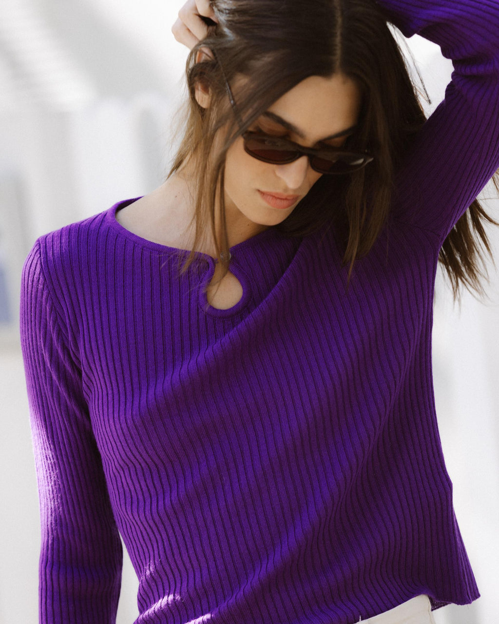 Top Punto Escote Lágrima Morado