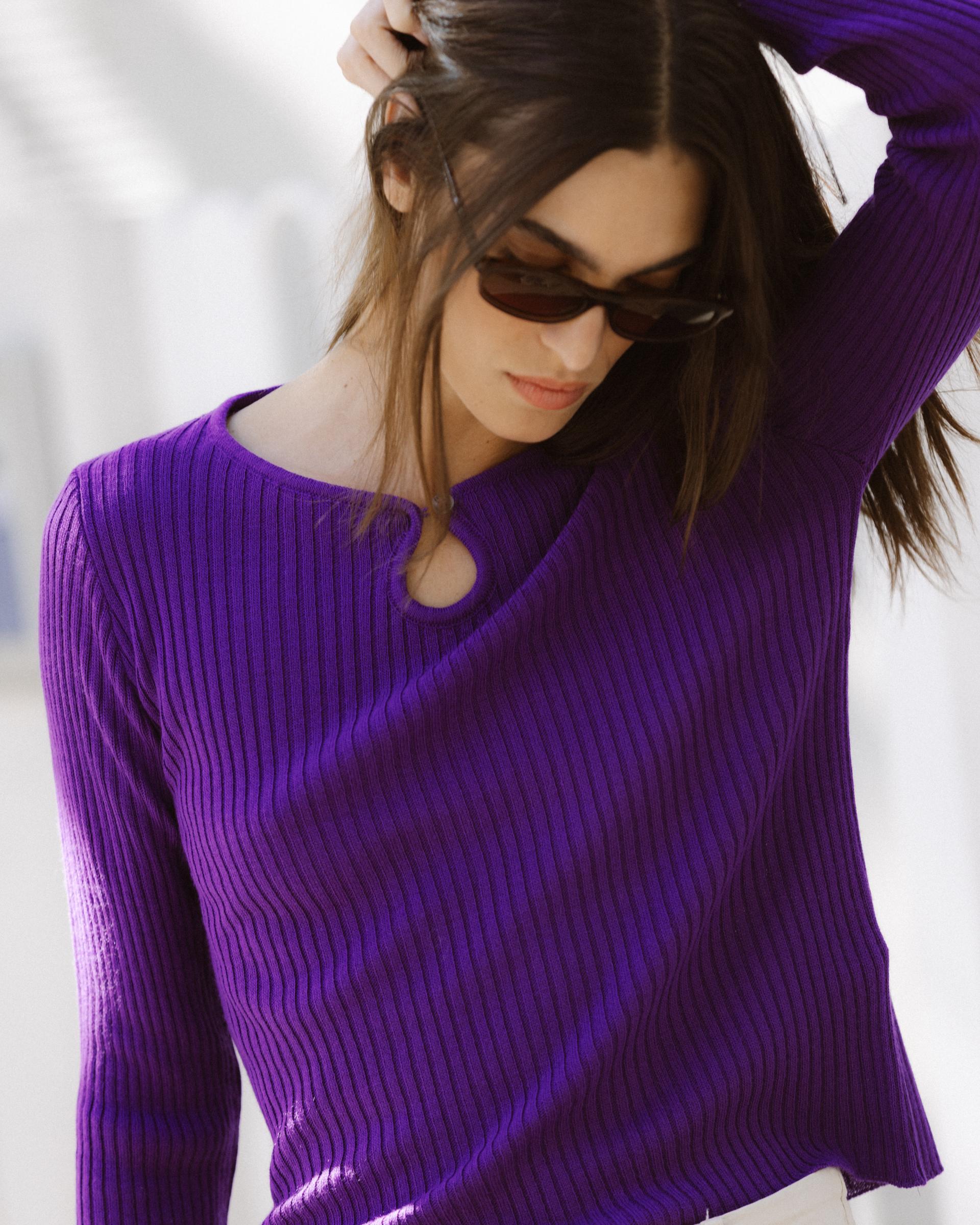 Top Punto Escote Lágrima Morado