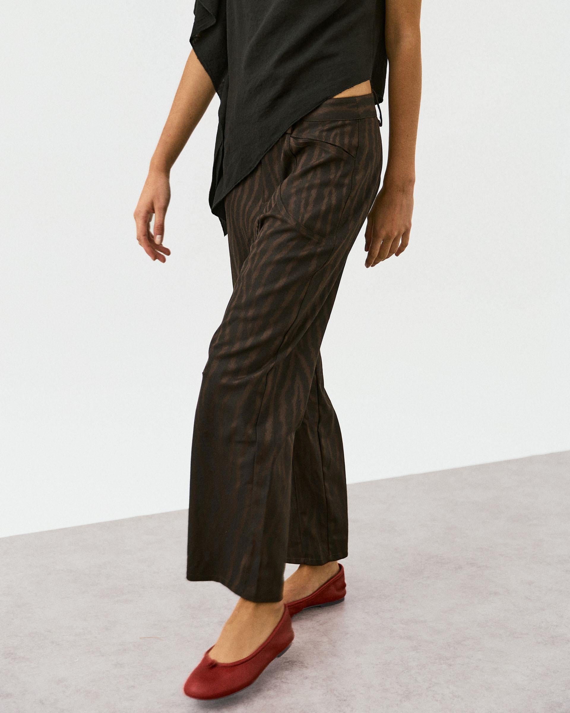 Pantalón Estampado Animal Print Marrón