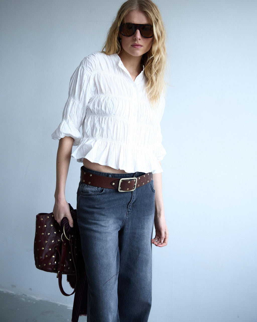 Blusa Fruncidos Blanca