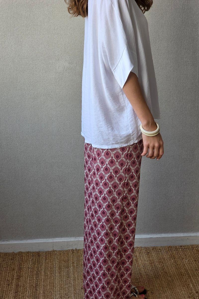 Pantalón Estampado Bolsillos Rosa Cebolla