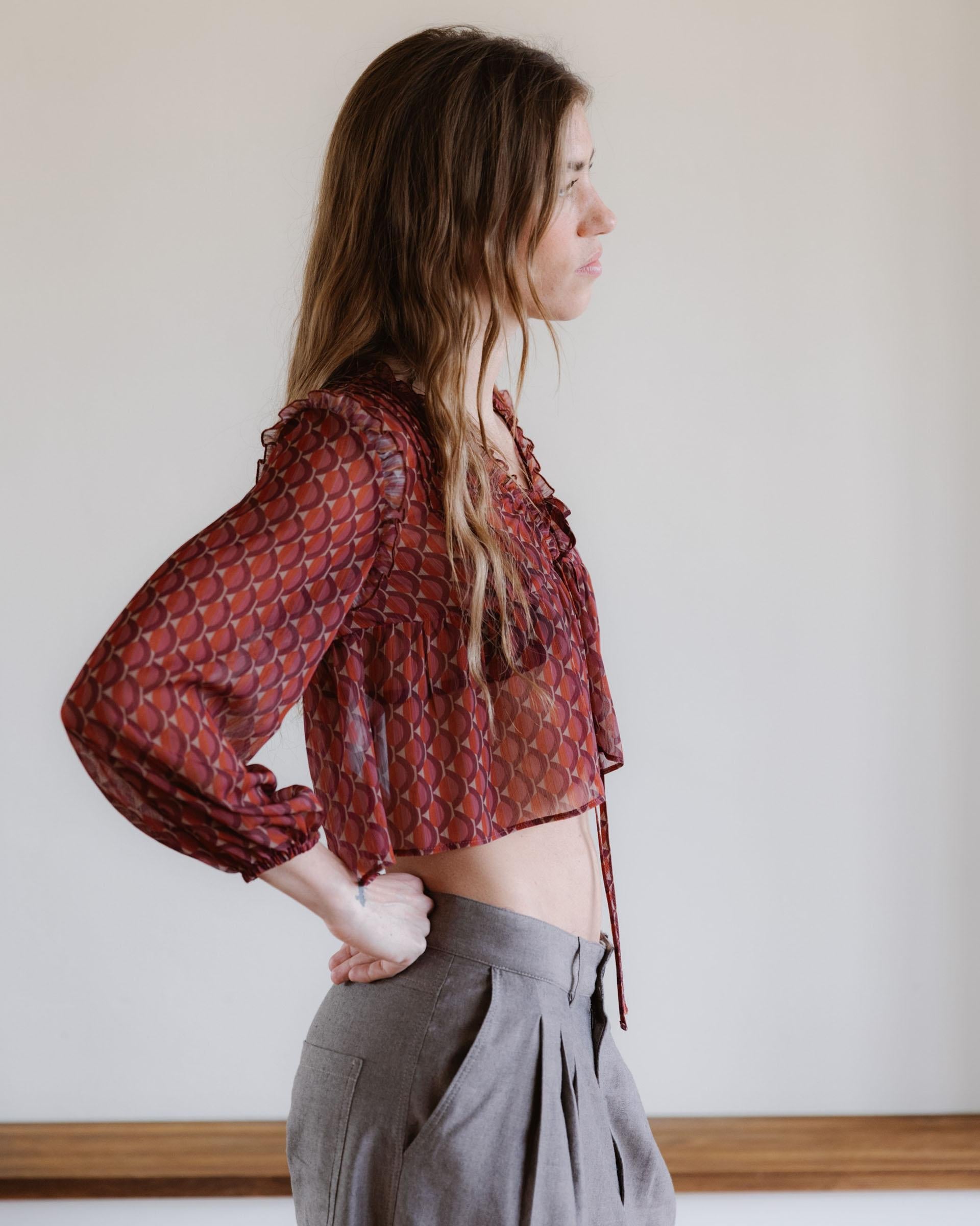Blusa Estampado Geometrico Lazadas Multicolor