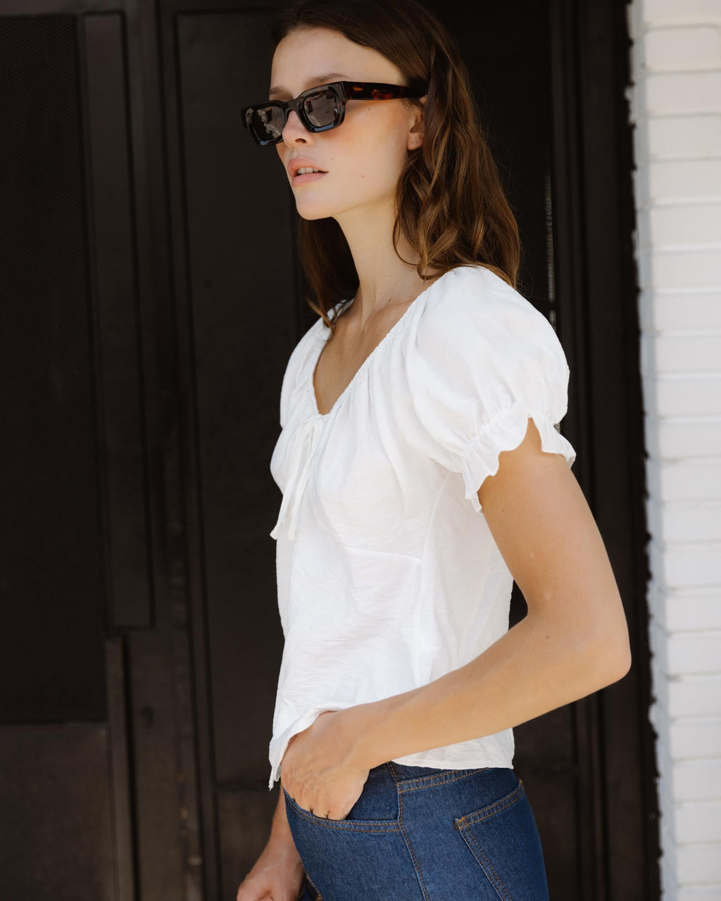 Blusa Manga Corta Lazada Blanca