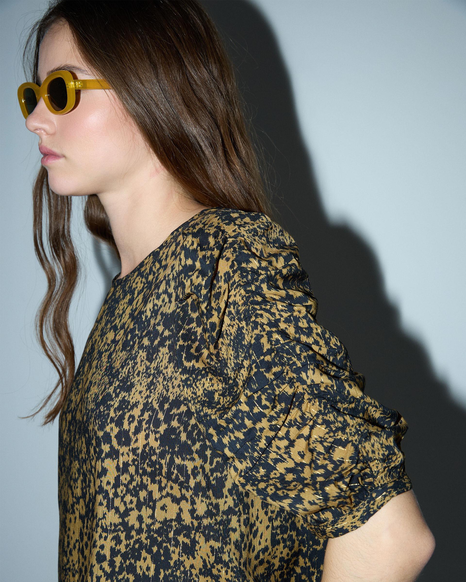 Blusa Estampado Manchas Mostaza