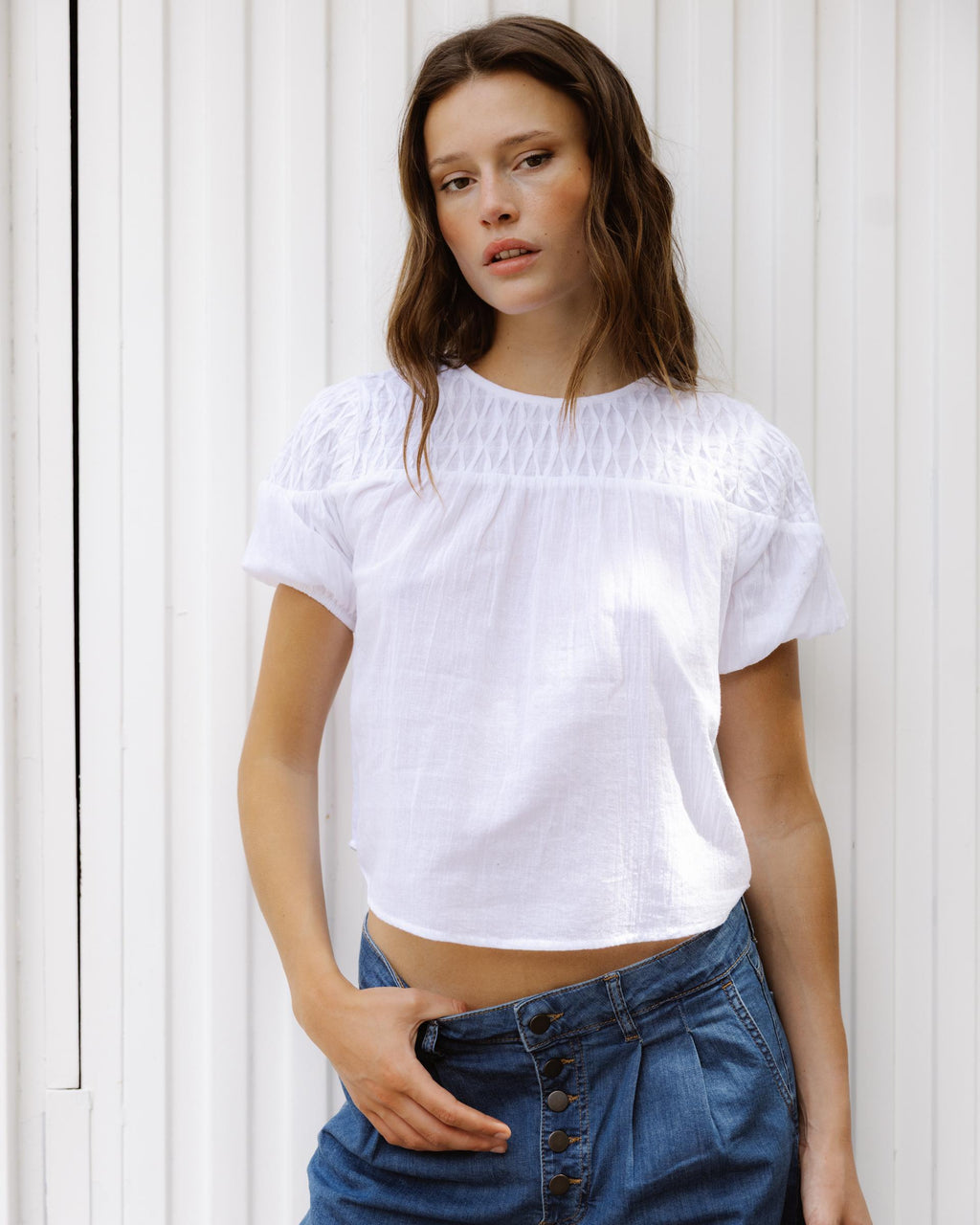Blusa Detalles Canesú Blanca