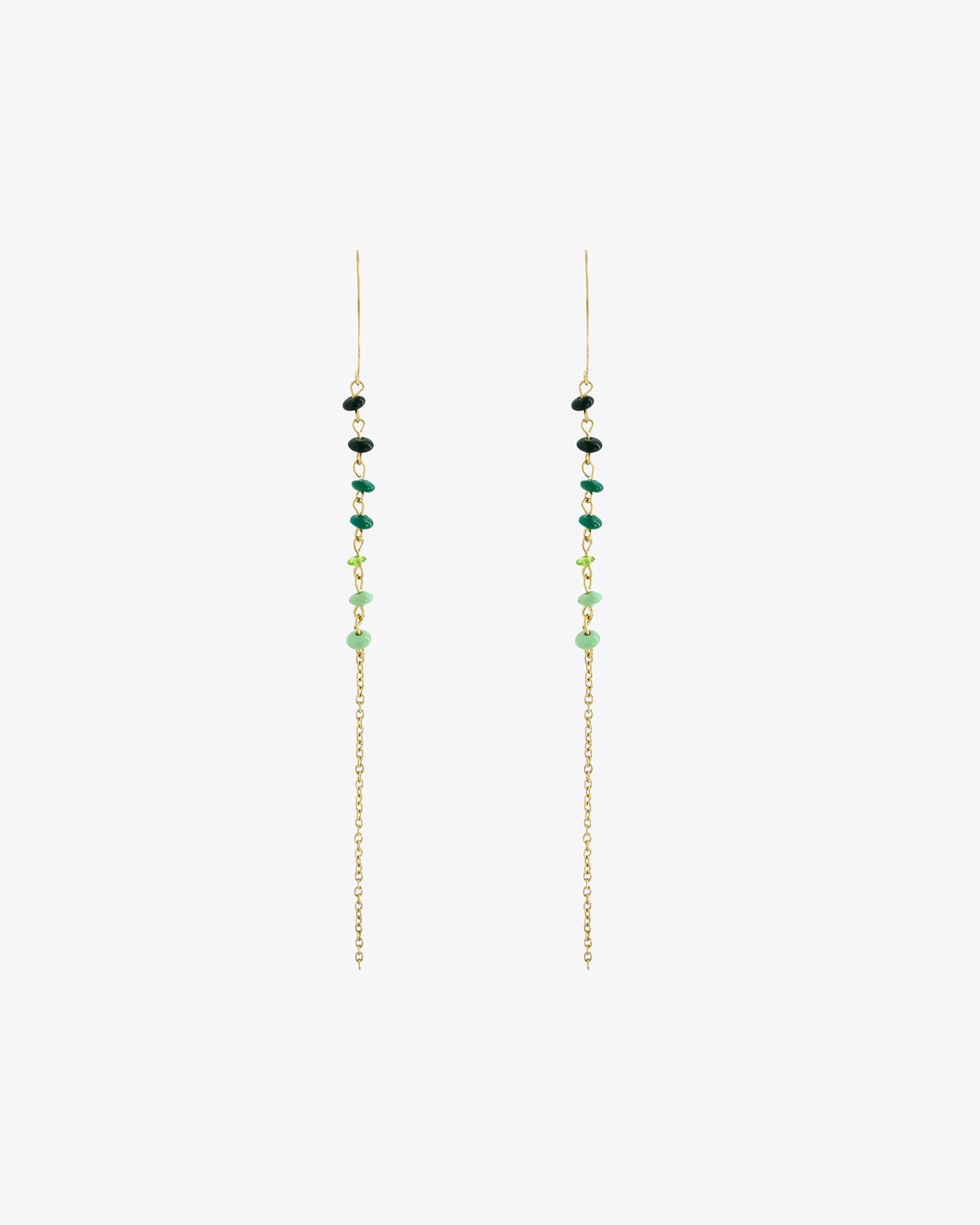 Pendientes Gancho Tira Bolitas Verde