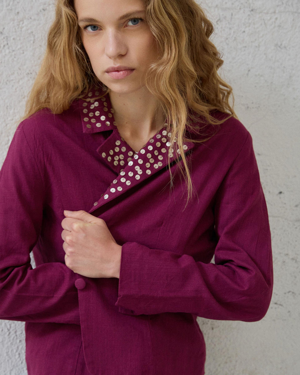 Blazer Lentejuelas Rosa Oscuro