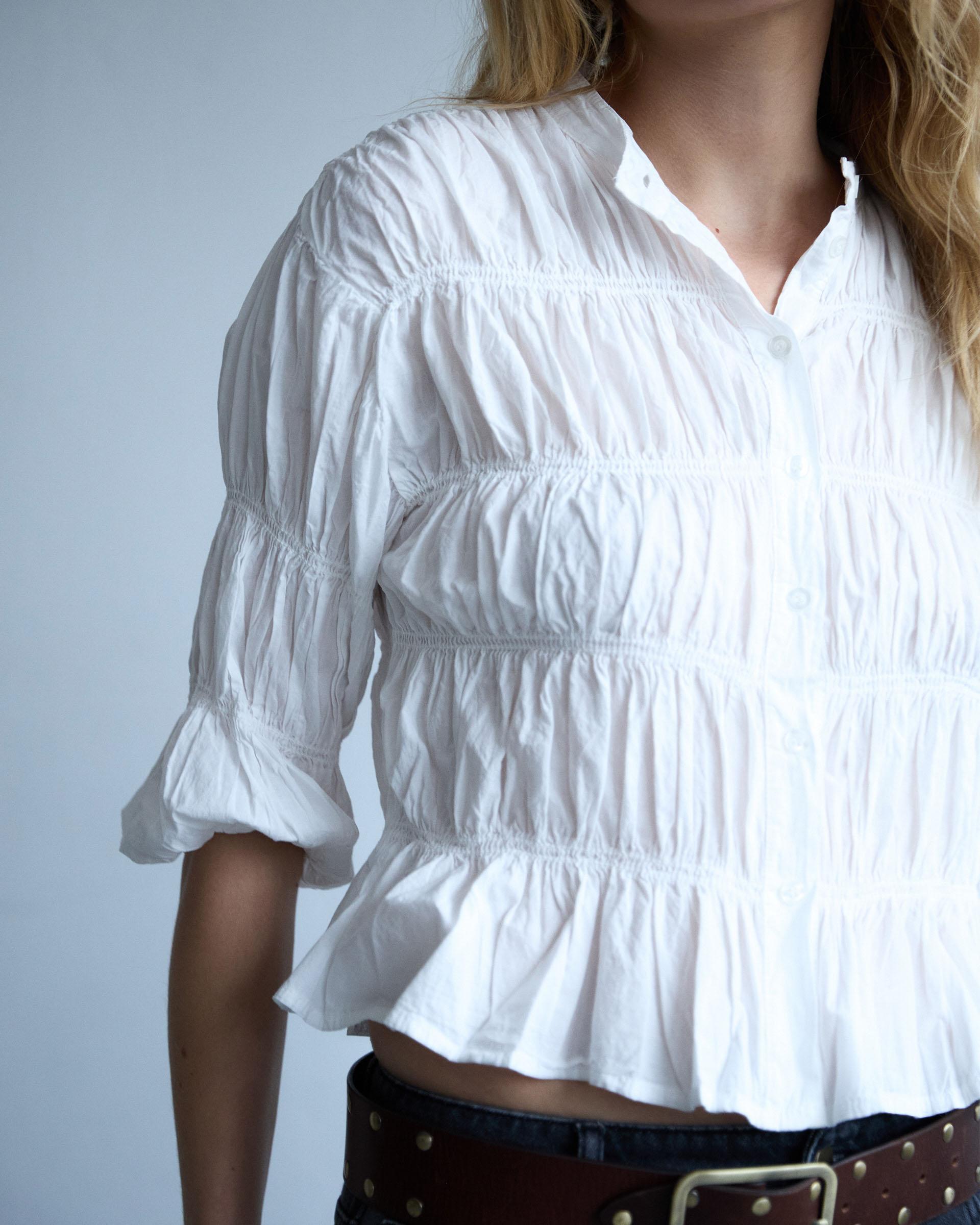Blusa Fruncidos Blanca