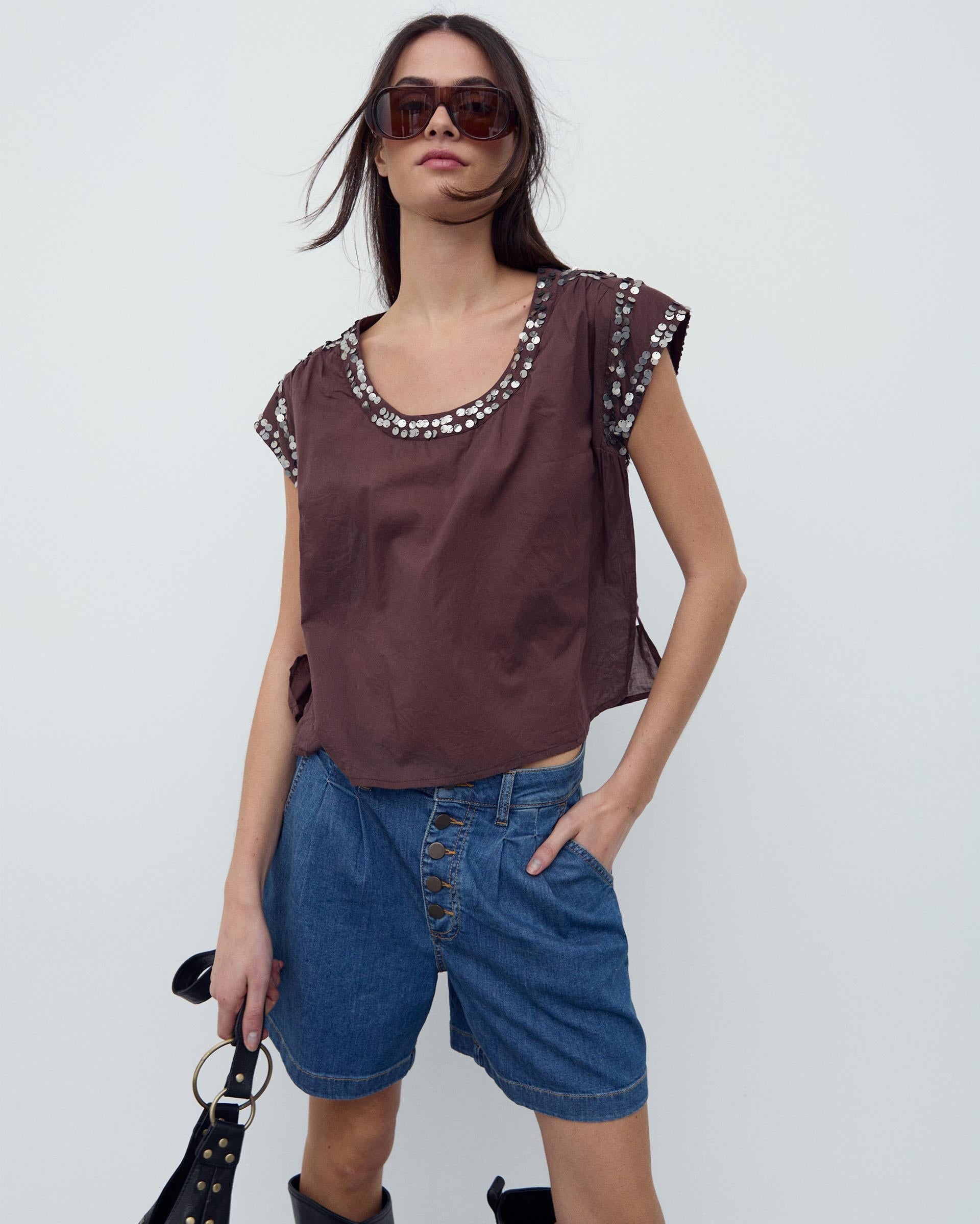 Blusa Lentejuelas Marrón
