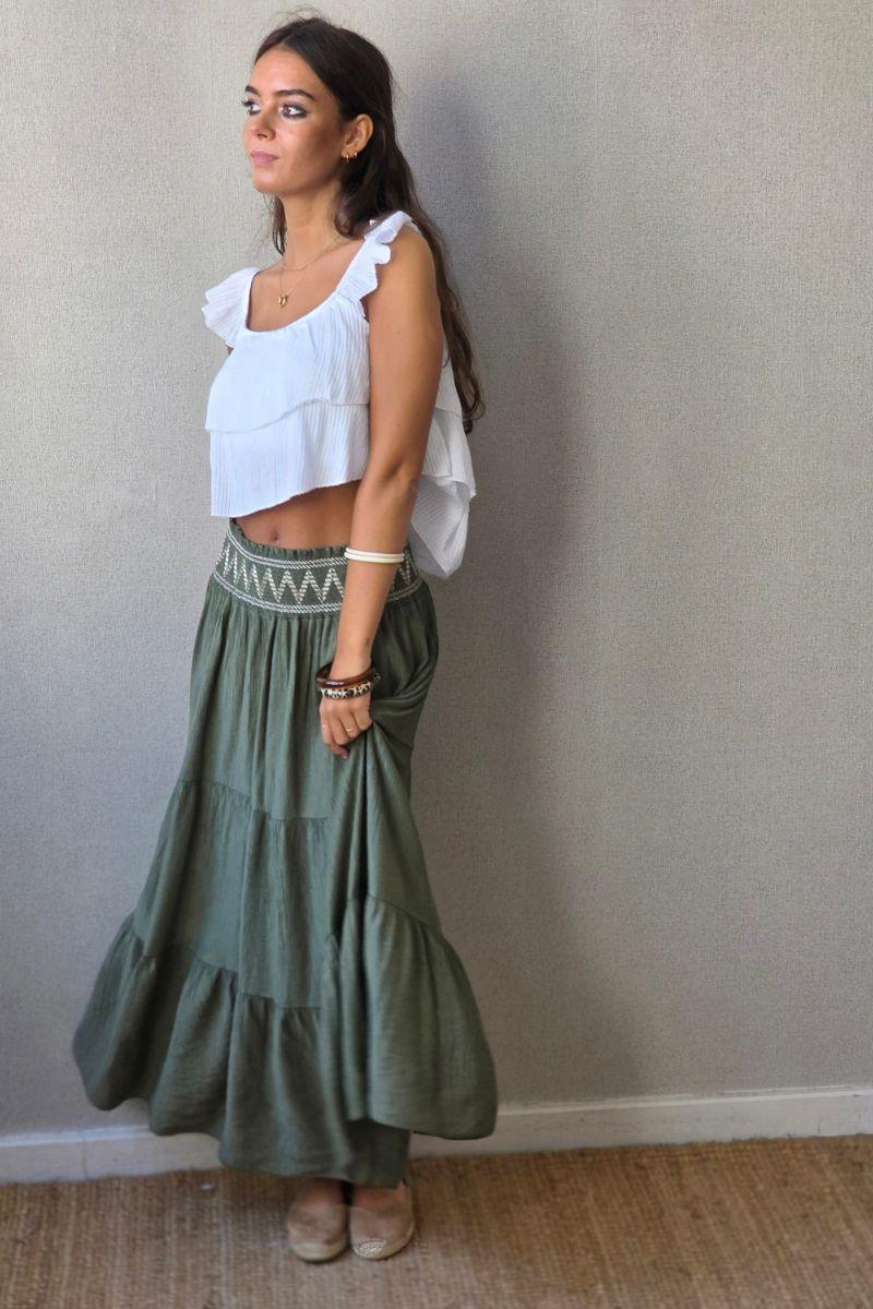 Falda bámbula zigzag militar