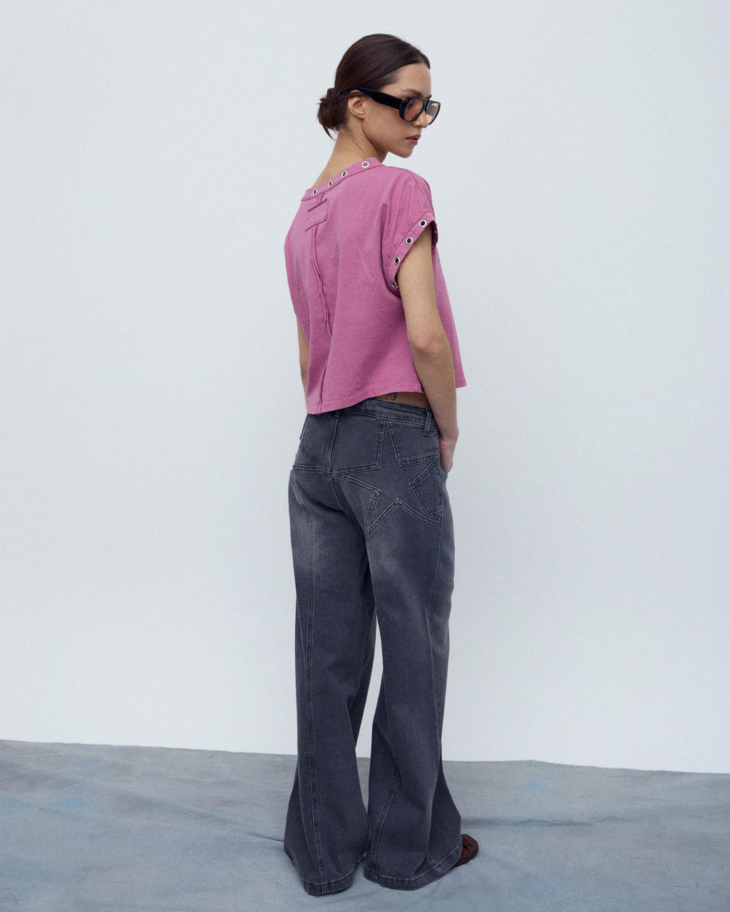 Camiseta Manga Corta Eyelets Rosa