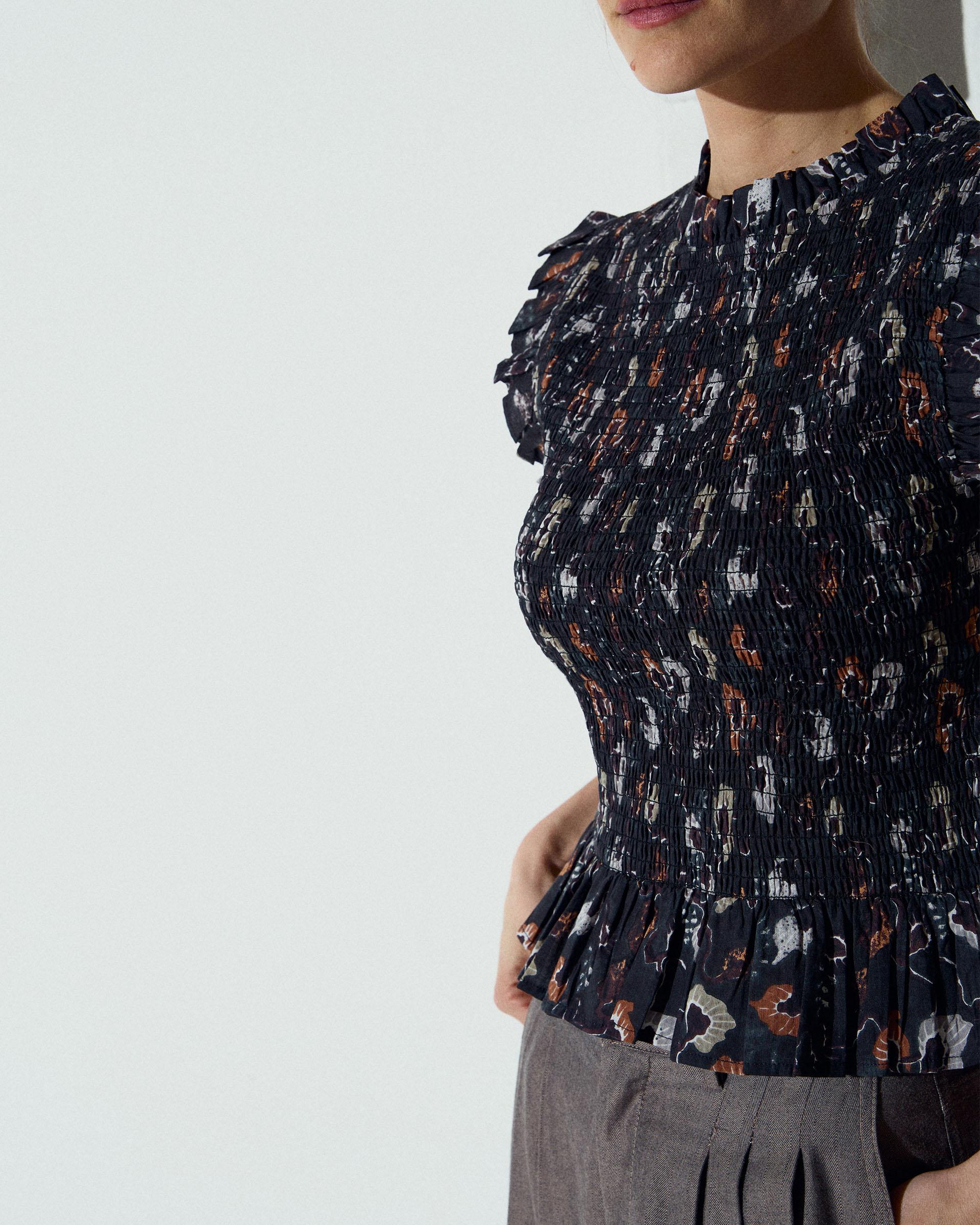 Top Nido De Abeja Estampado Floral Antracita