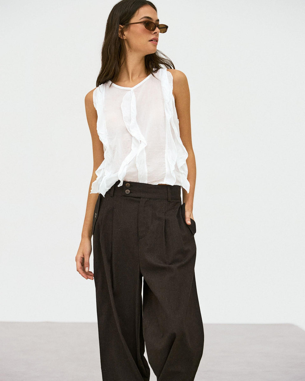 Blusa Volantes Delanteros Blanca