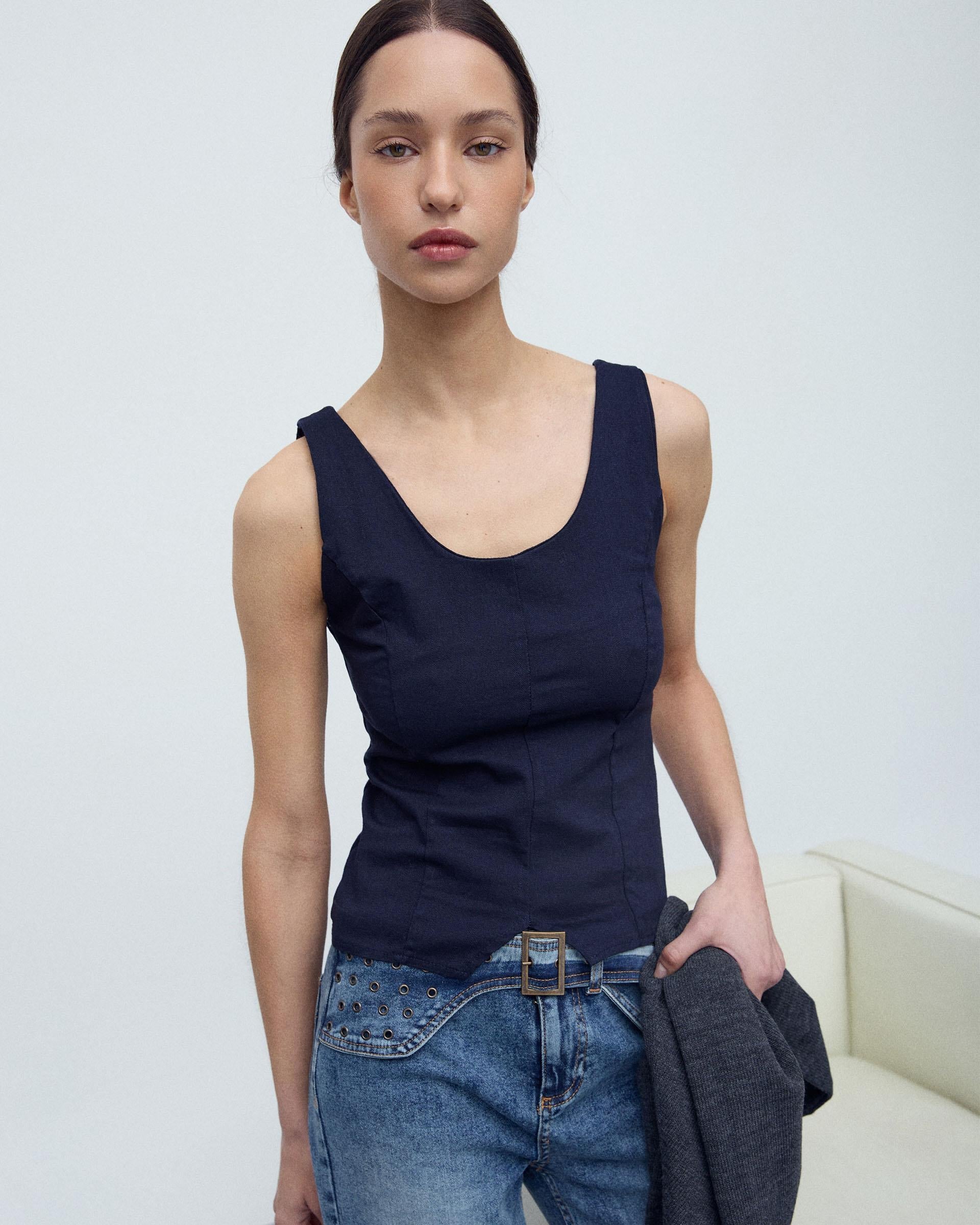 Top Corsetero Azul Marino