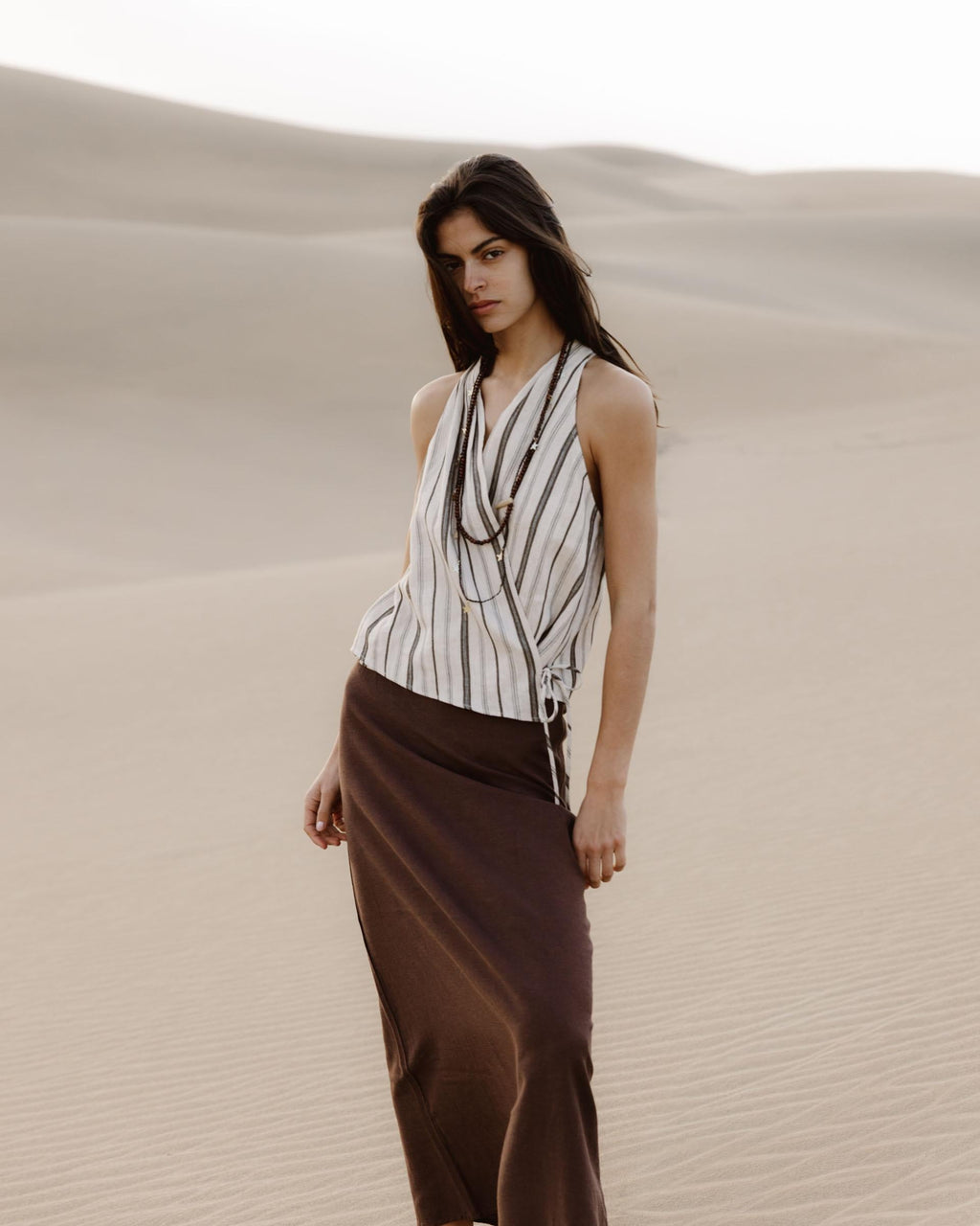 Top Cruzado Rayas Beige