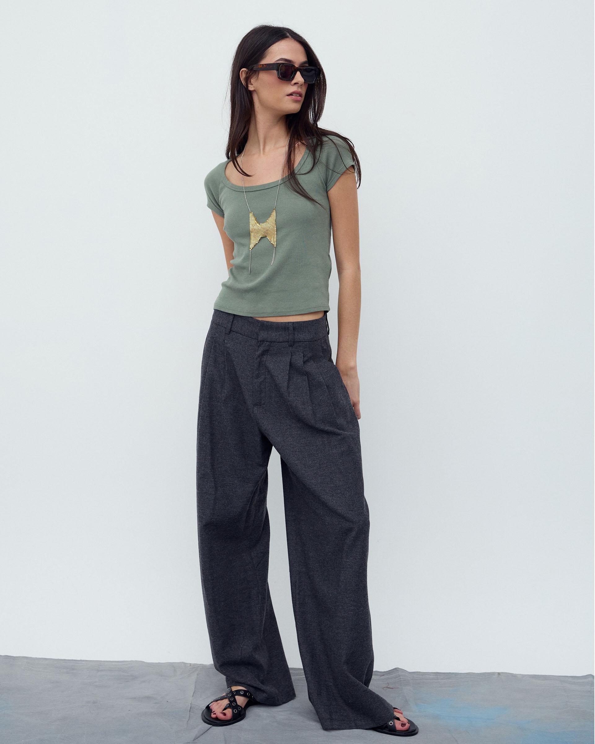 Pantalón Triple Pinza Espiga Antracita
