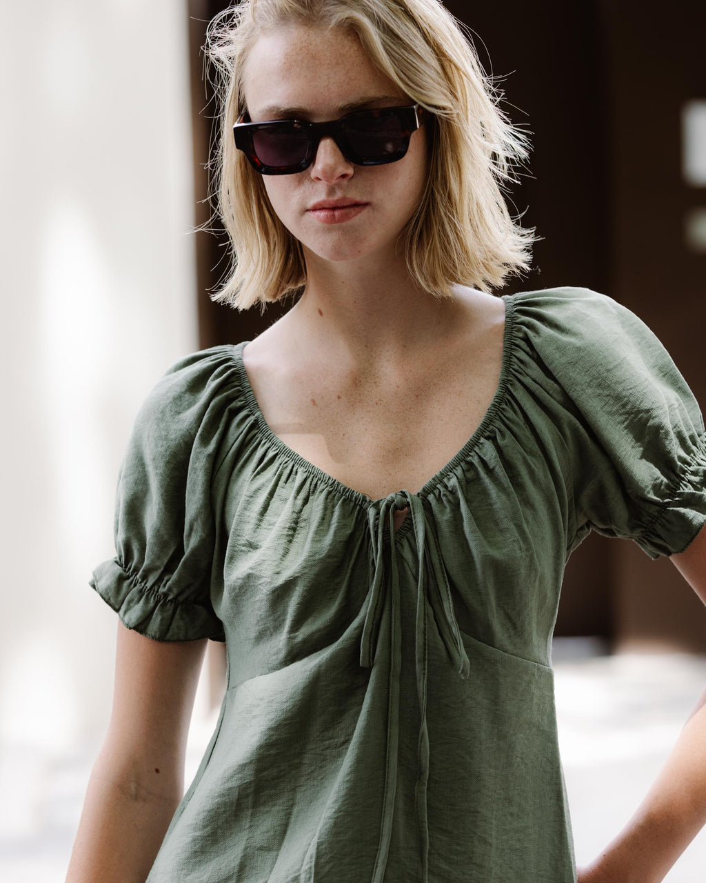 Blusa Manga Corta Lazada Verde Oscuro