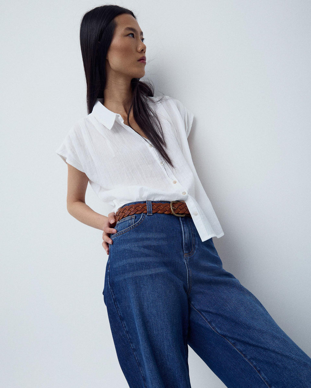 Camisa Sin Mangas Pliegues Blanca