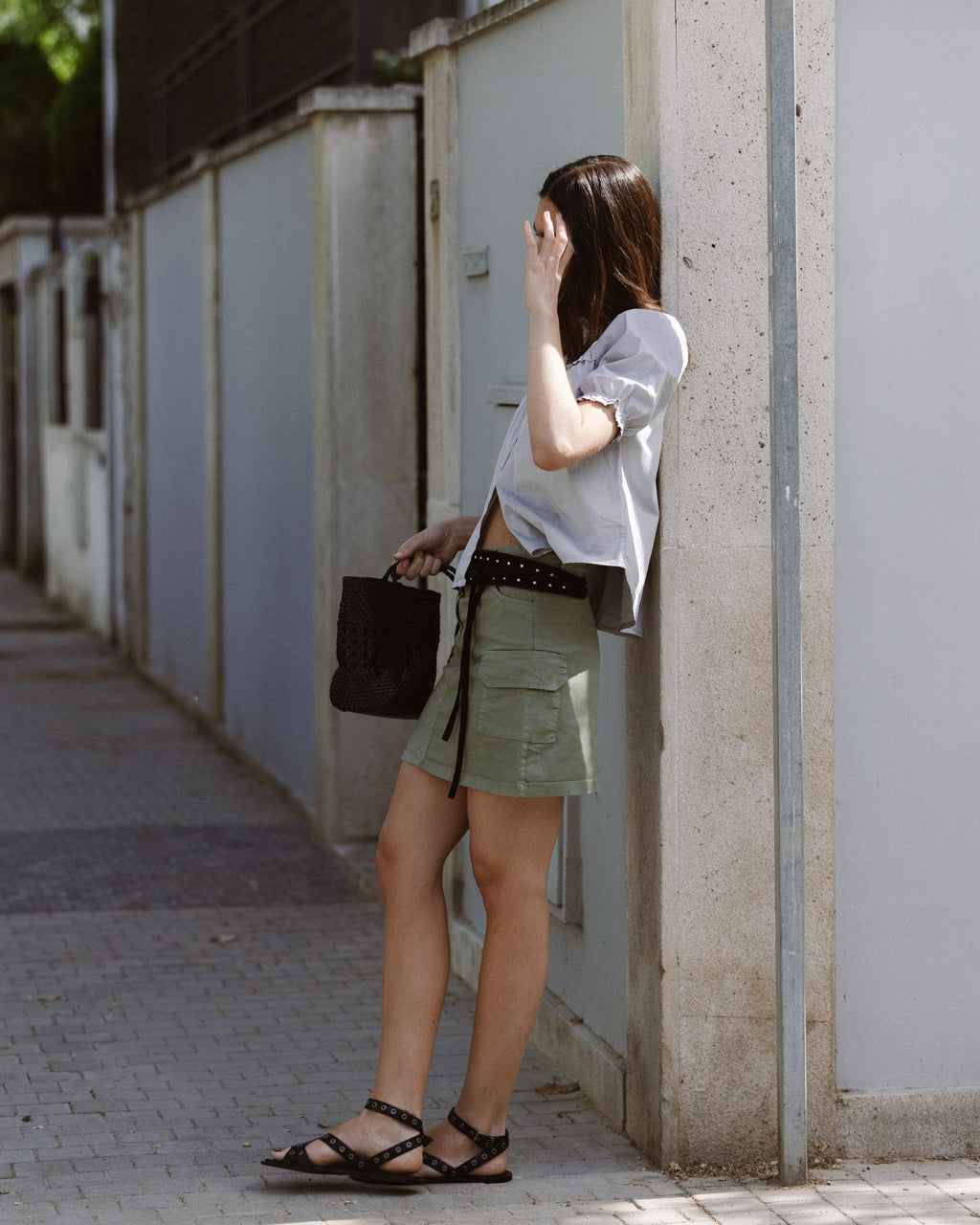Minifalda Bolsillos Cargo Verde