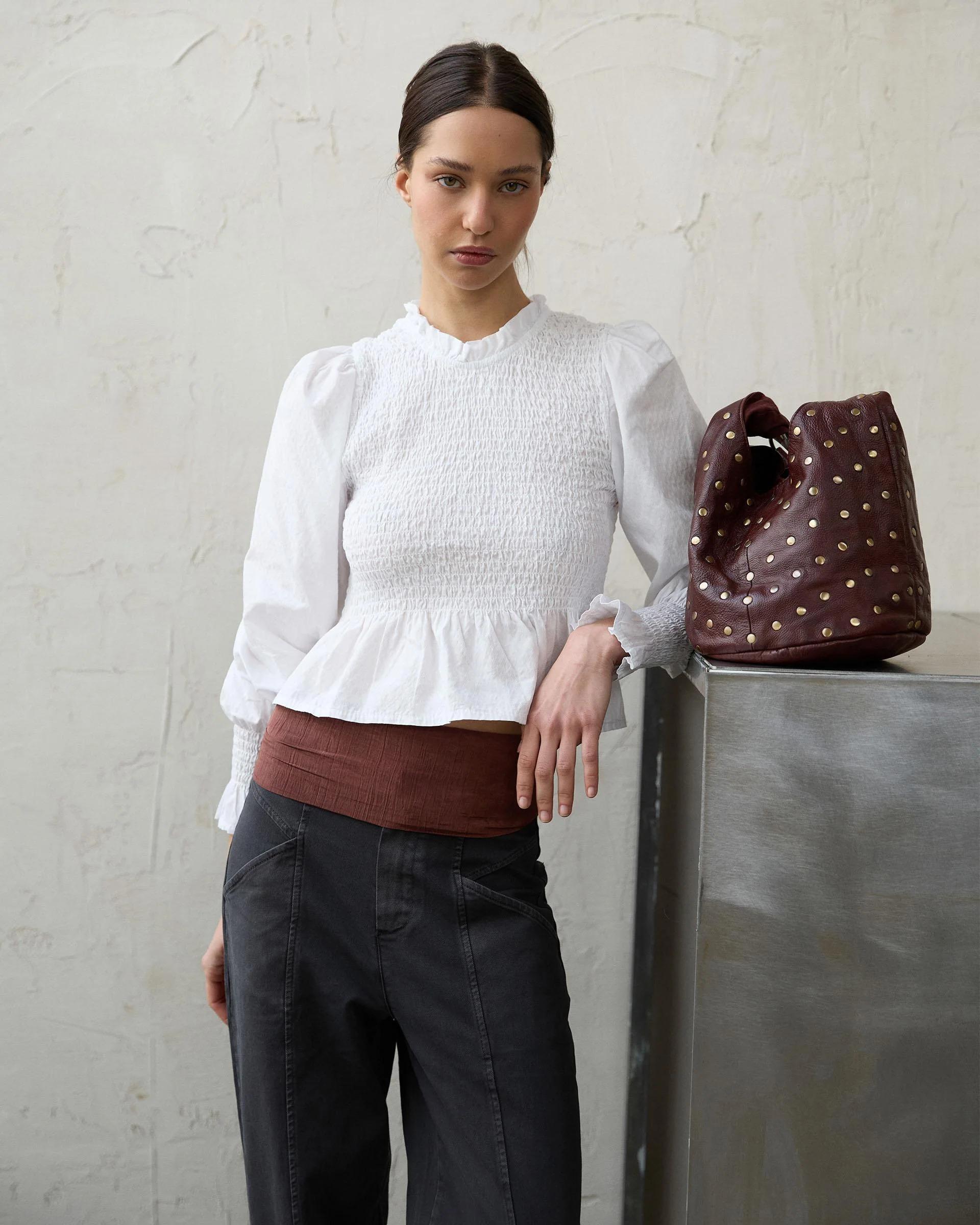 Blusa Nido De Abeja Blanca